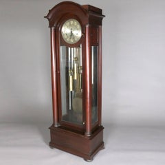 Antique American Empire Mahogany Jocques Long Case Clock, 19th Century