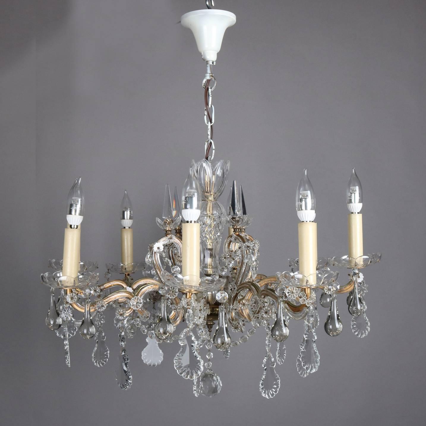 Continental French Bronze and Cut Crystal Eight-Arm Chandelier, 20th Century 3