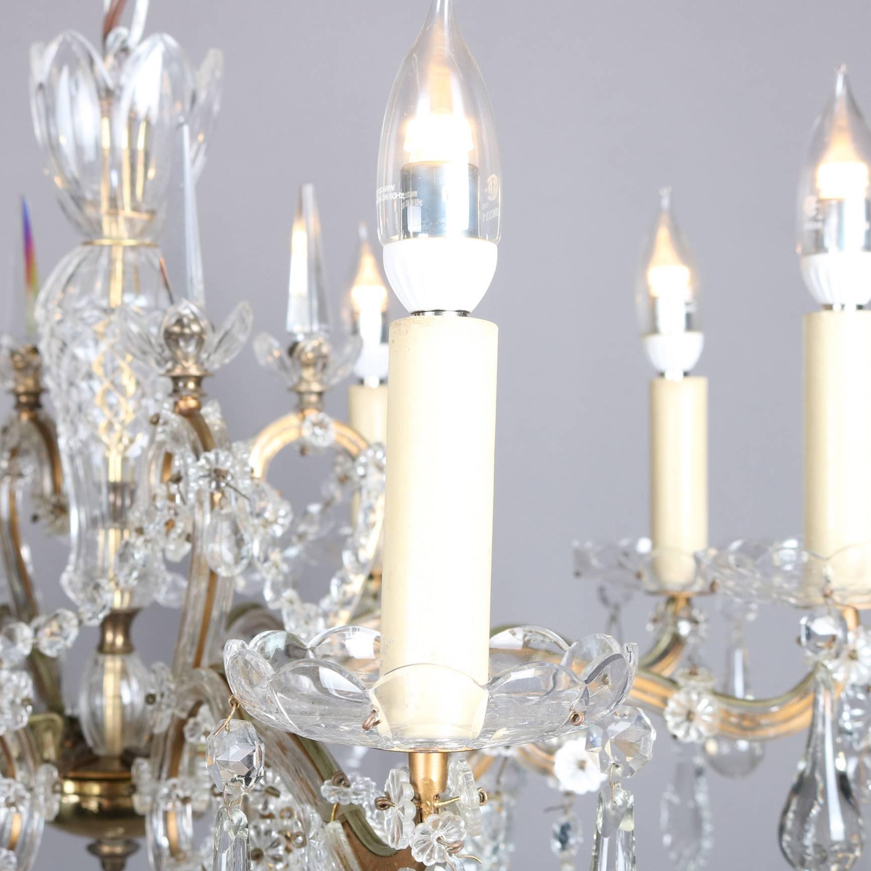 Continental French Bronze and Cut Crystal Eight-Arm Chandelier, 20th Century 1