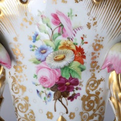 Pair of Antique Vieux Paris Hand-Painted & Gilt Porcelain Spill Vases