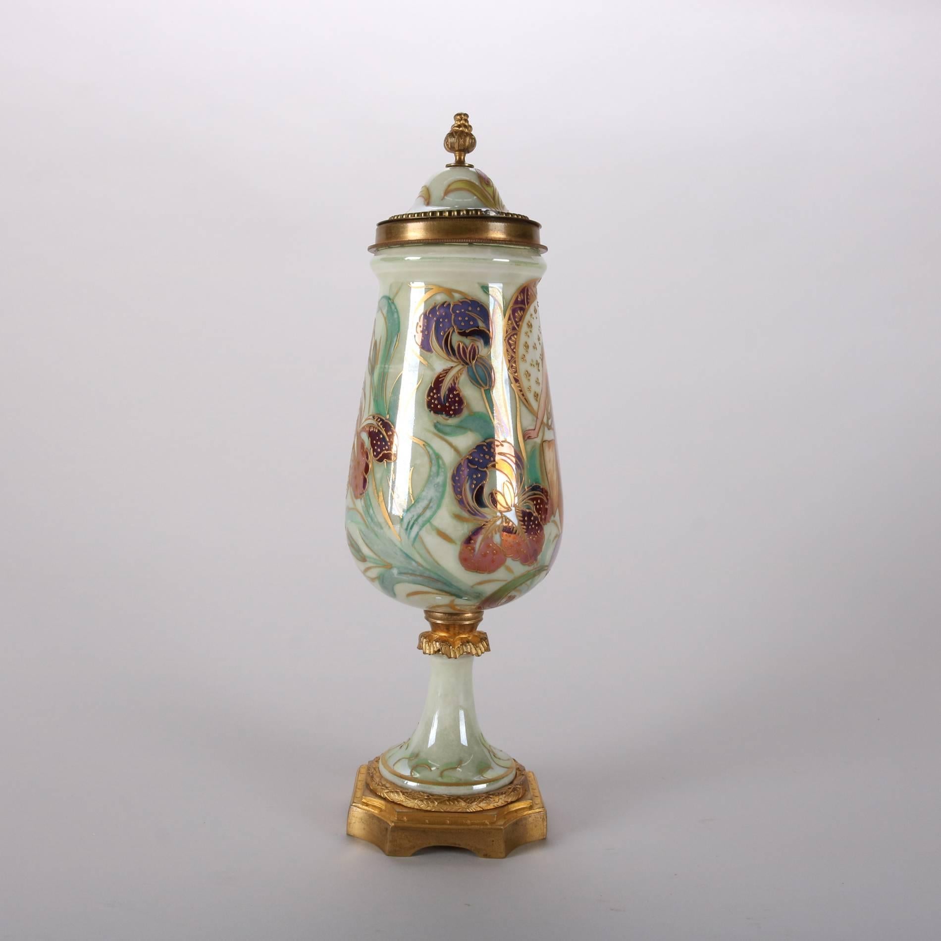 Porcelain Antique Art Nouveau Sevres Petite Portrait Urn, Signed Lix, Early 20th Century