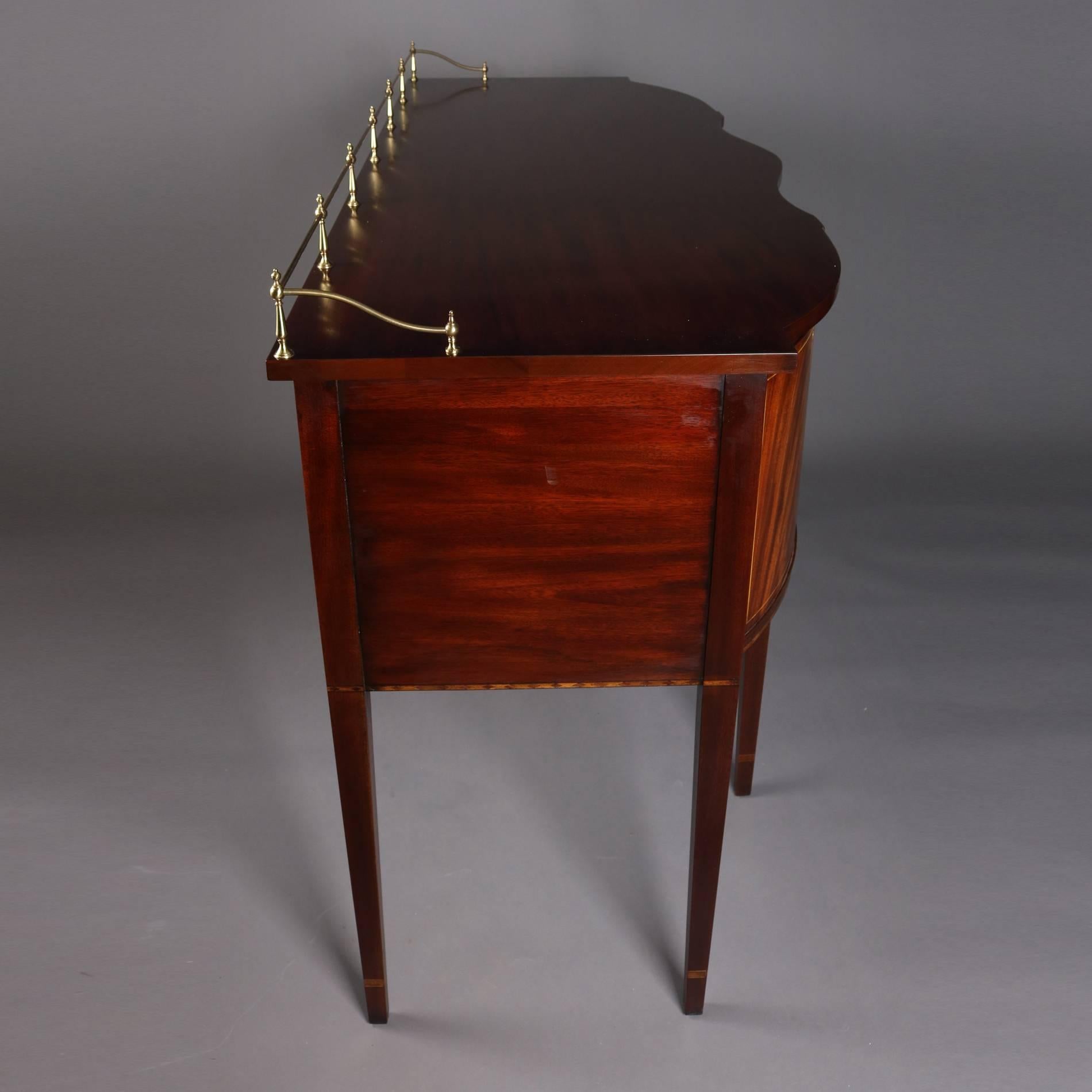 Henkel Harris Flame Mahogany Inlaid Serpentine Hepplewhite Sideboard In Good Condition In Big Flats, NY