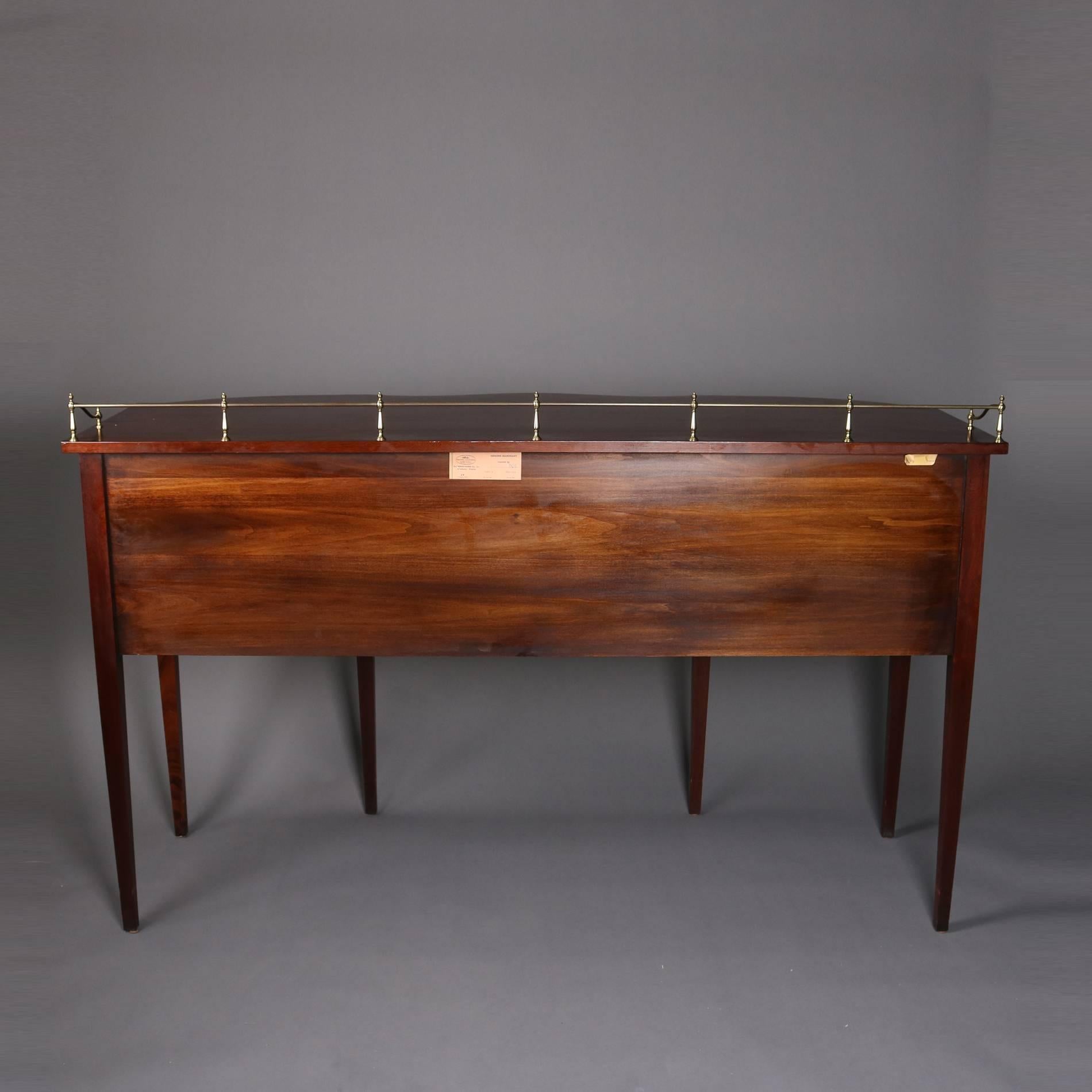 Satinwood Henkel Harris Flame Mahogany Inlaid Serpentine Hepplewhite Sideboard