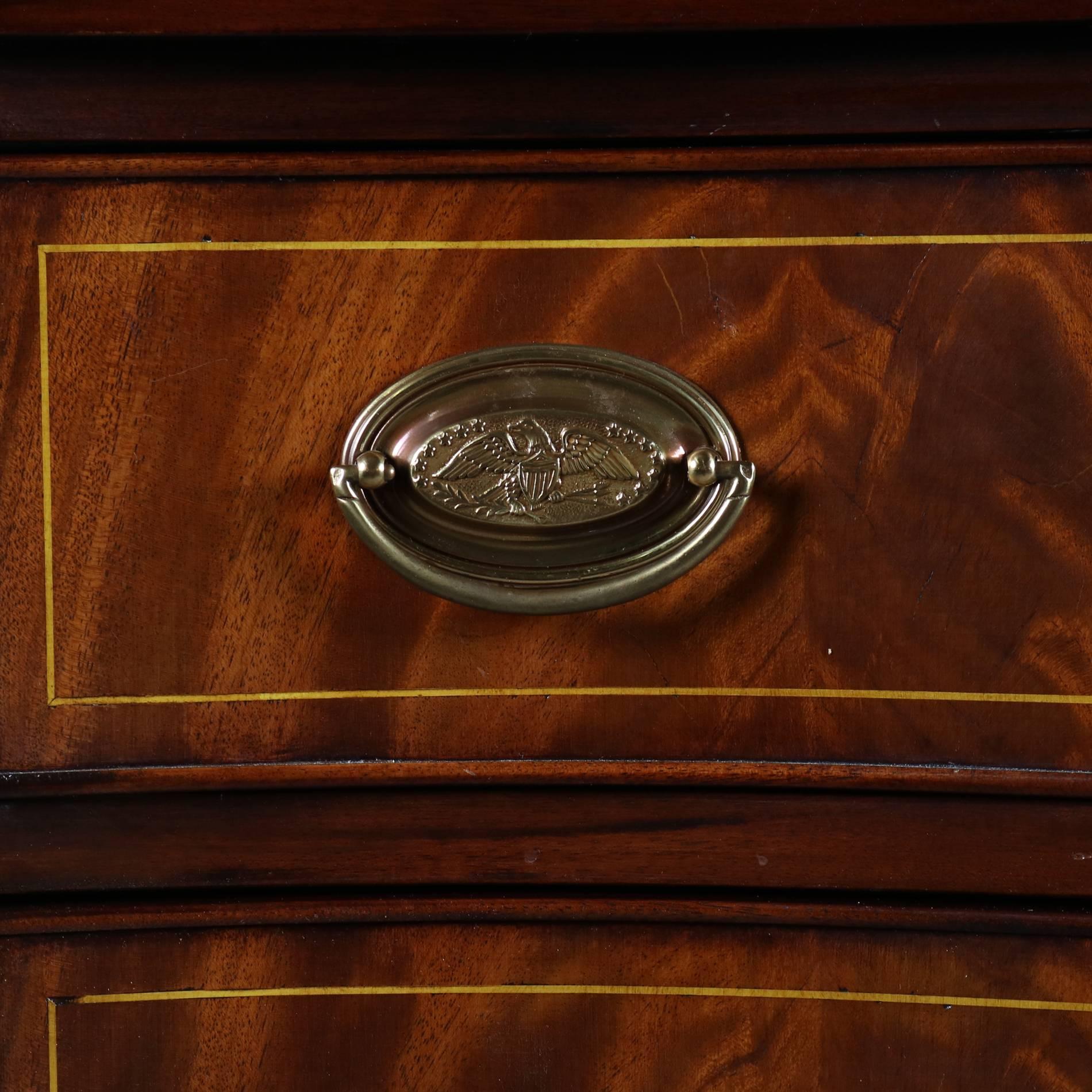 Henkel Harris Flame Mahogany Inlaid Serpentine Hepplewhite Sideboard 1