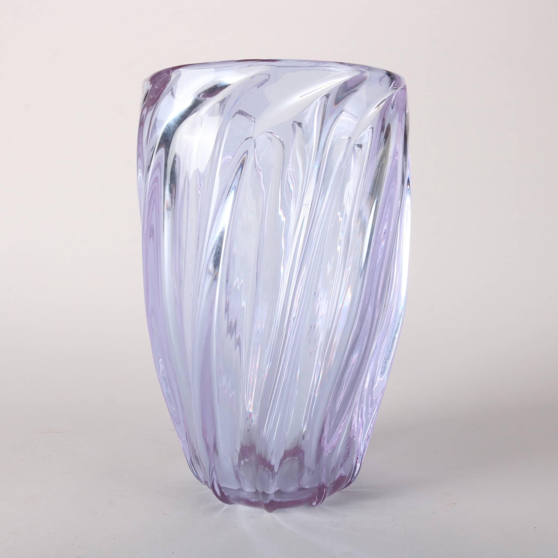 Antique French Baccarat School Lead Crystal Vase, Sky Blue, 20th Century 5
