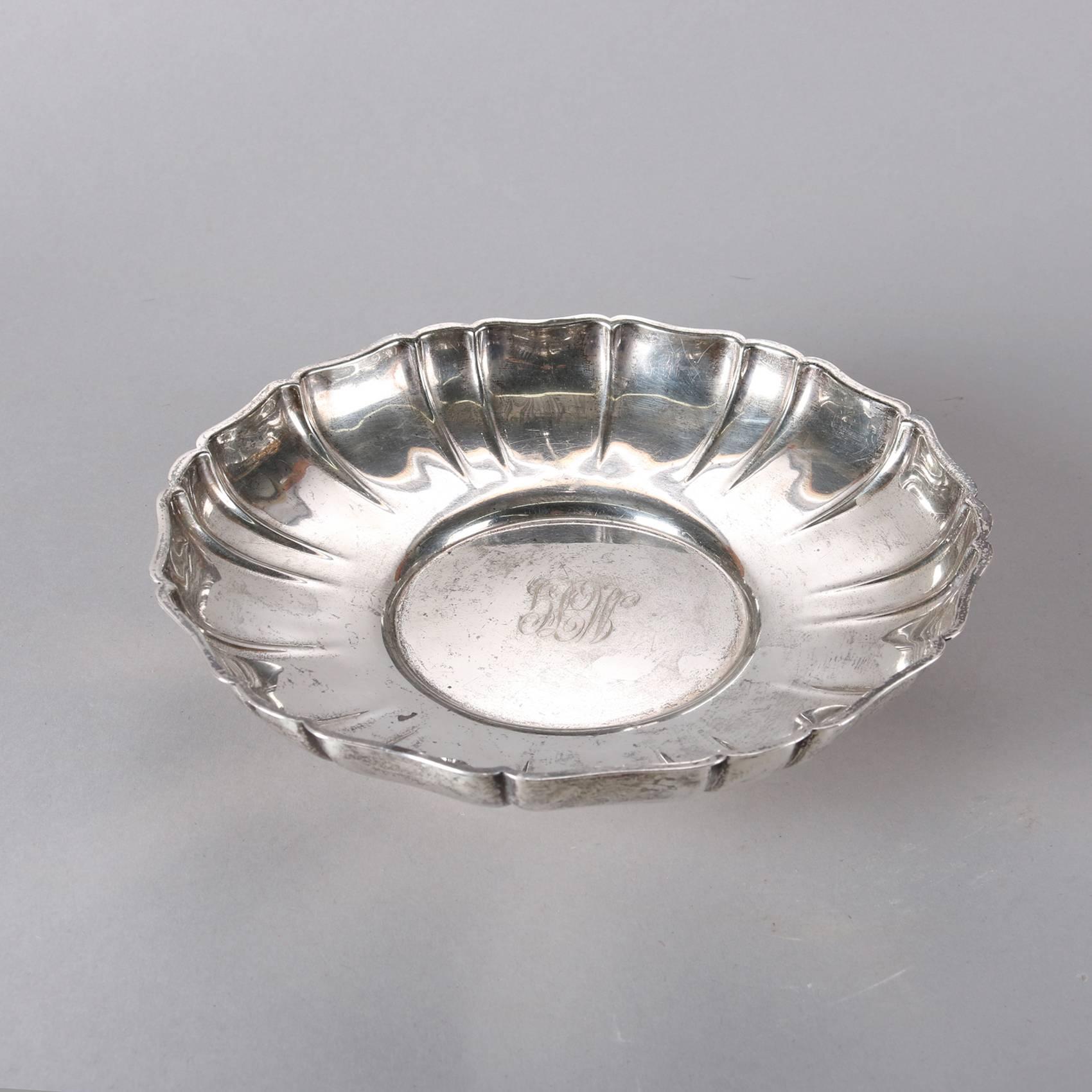 20th Century Antique Sterling Silver Footed and Scalloped Centre Bowl by Wallace, 16toz