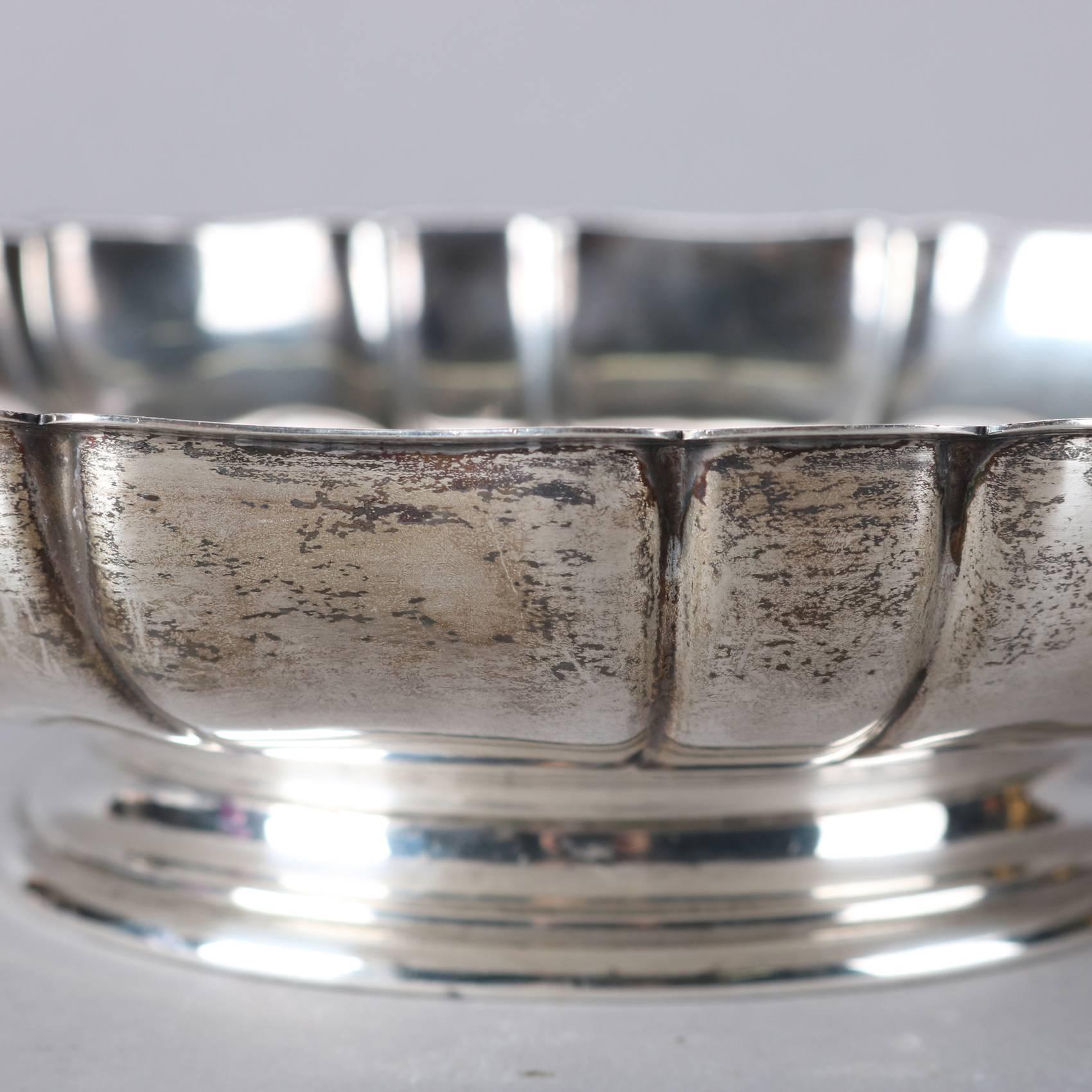 Antique Sterling Silver Footed and Scalloped Centre Bowl by Wallace, 16toz 1