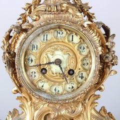 Antique French Rococo Style Gilt Bronze Mantel Clock, Wood Bicknall & Potter