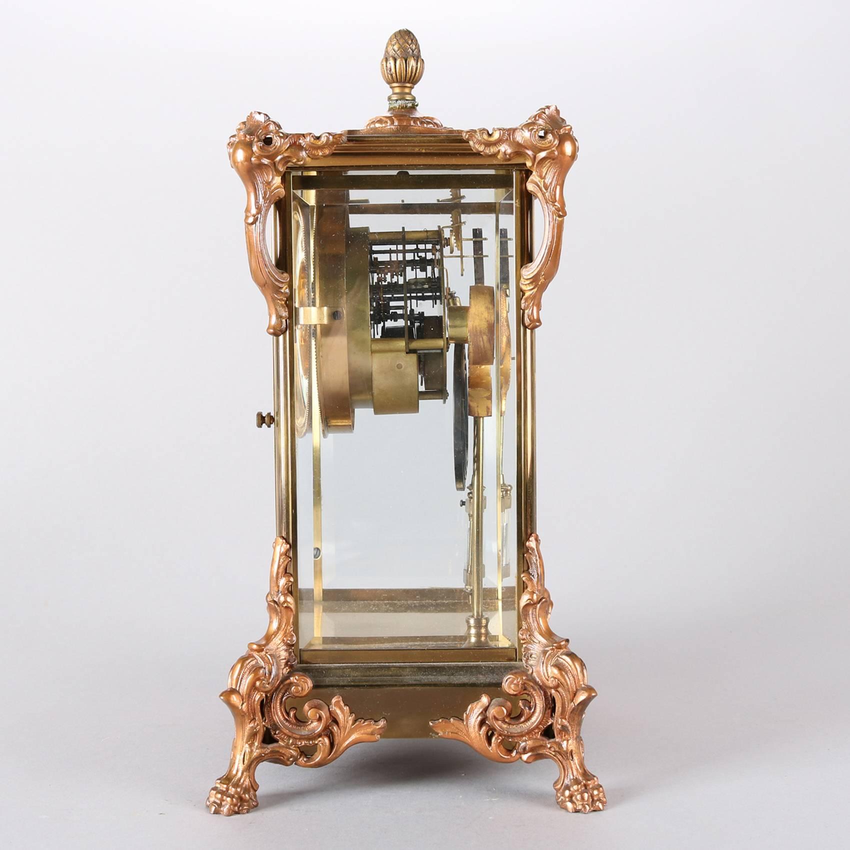 Antique French Style Gilbert Clock Co. Crystal Regulator Clock, 19th Century In Good Condition In Big Flats, NY