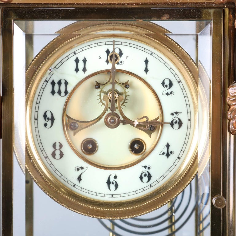 Antique French Style Gilbert Clock Co. Crystal Regulator Clock, 19th