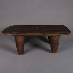 Folk Art Oaxacan Hand-Carved Primitive Low Bench with Eagle, 19th Century