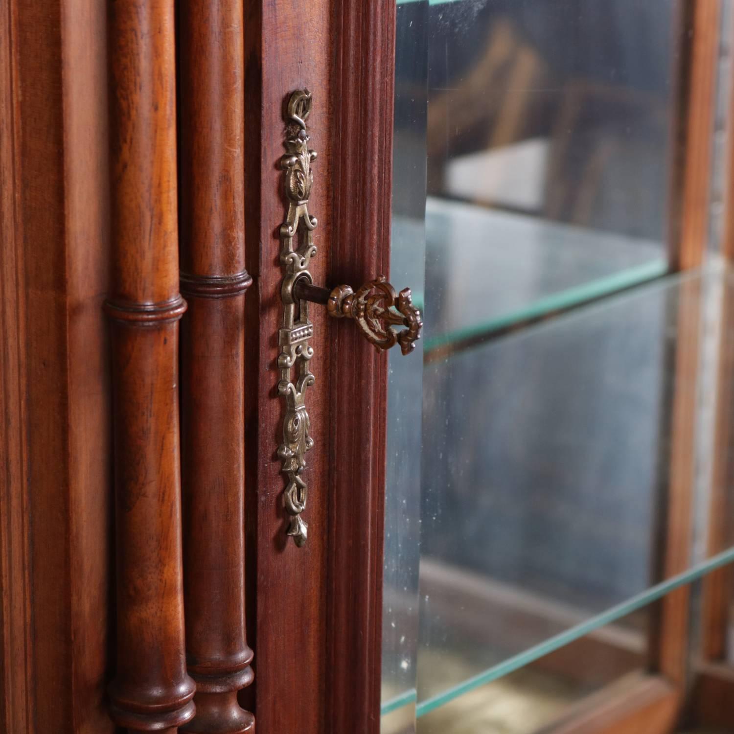 Vintage Carved Mahogany Mirror Back Curio Cabinet, 20th Century 6