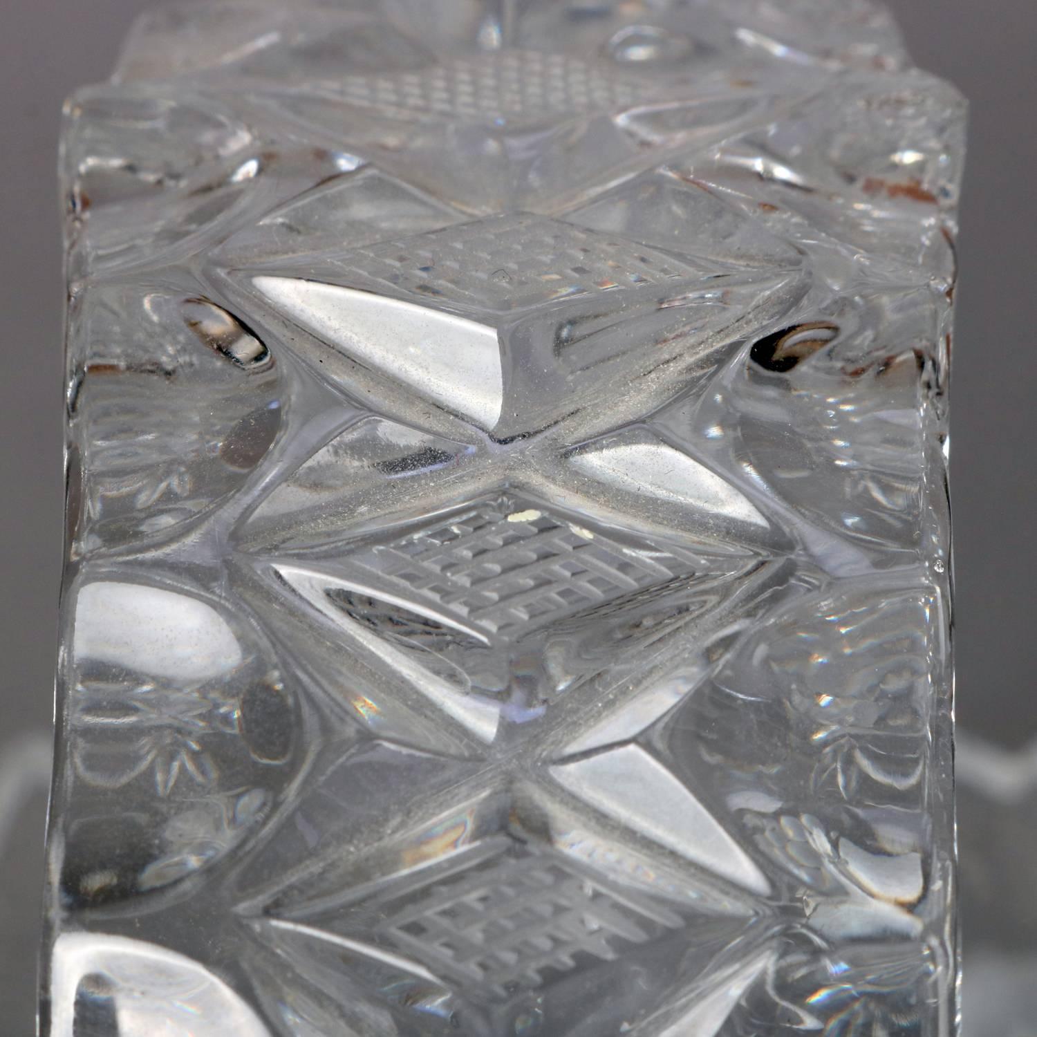 Hand-Carved Hawkes School Cut and Etched Grape and Floral Crystal Basket, 20th Century For Sale