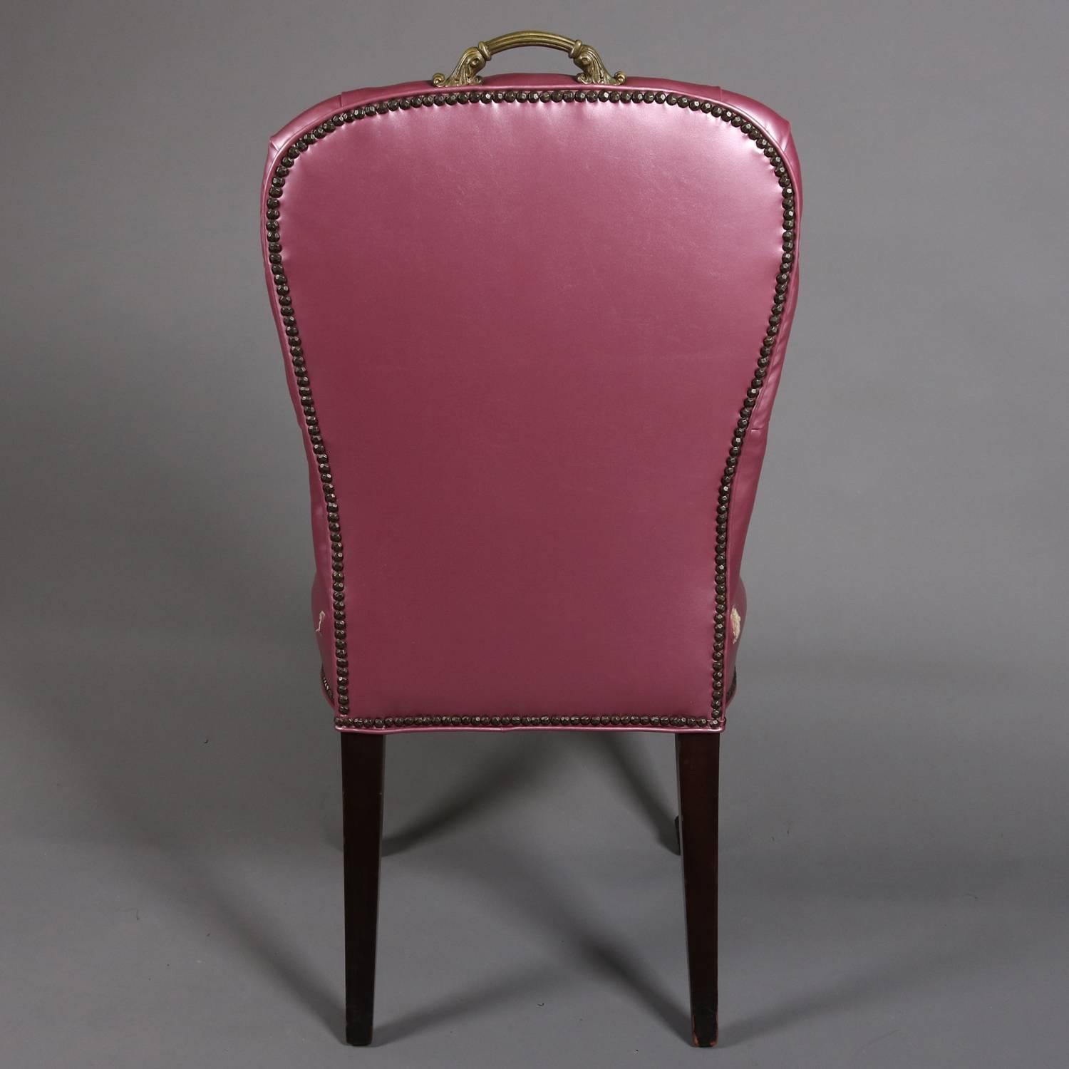 Set of Four Hollywood Regency Tufted Fuschia Upholstered Side Chairs In Good Condition In Big Flats, NY