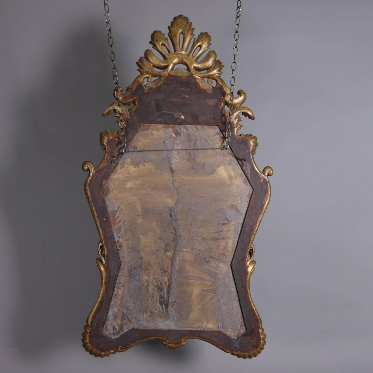 Monumental Italian Baroque Carved, Gilt and Hand Painted Wall Mirror 1