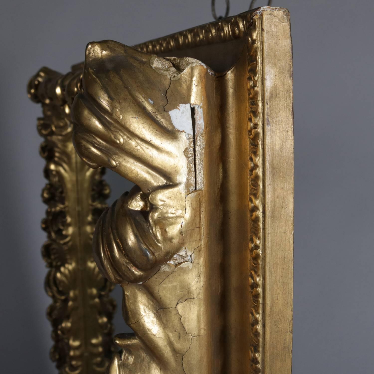 Antique First Finish Gilt High Relief Foliate Form Wall Mirror, 19th Century 3