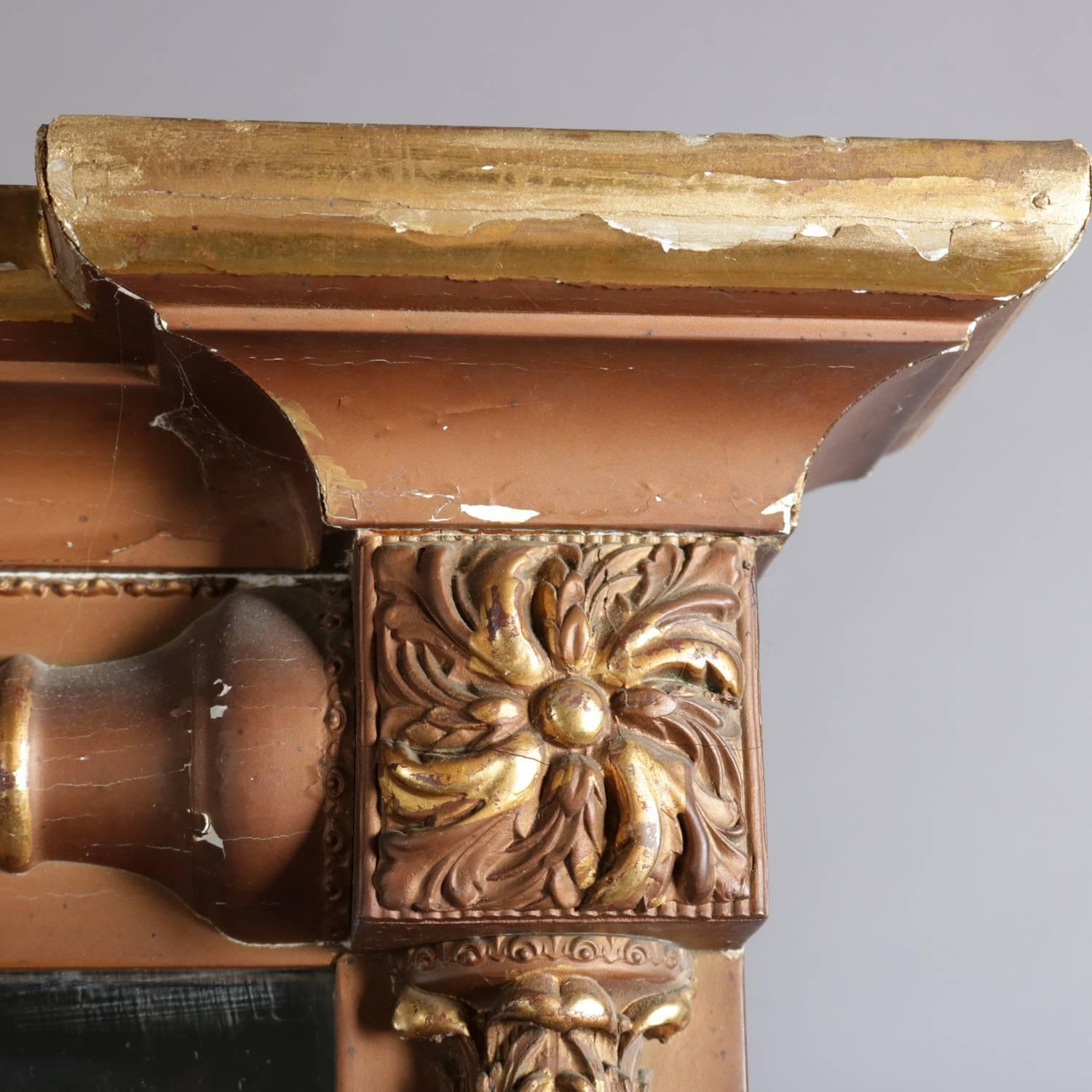 Miroir de cheminée Empire triptyque avec cadre classique sculpté et doré entourant chacun des trois panneaux du miroir, 19ème siècle.


Mesures : 30
