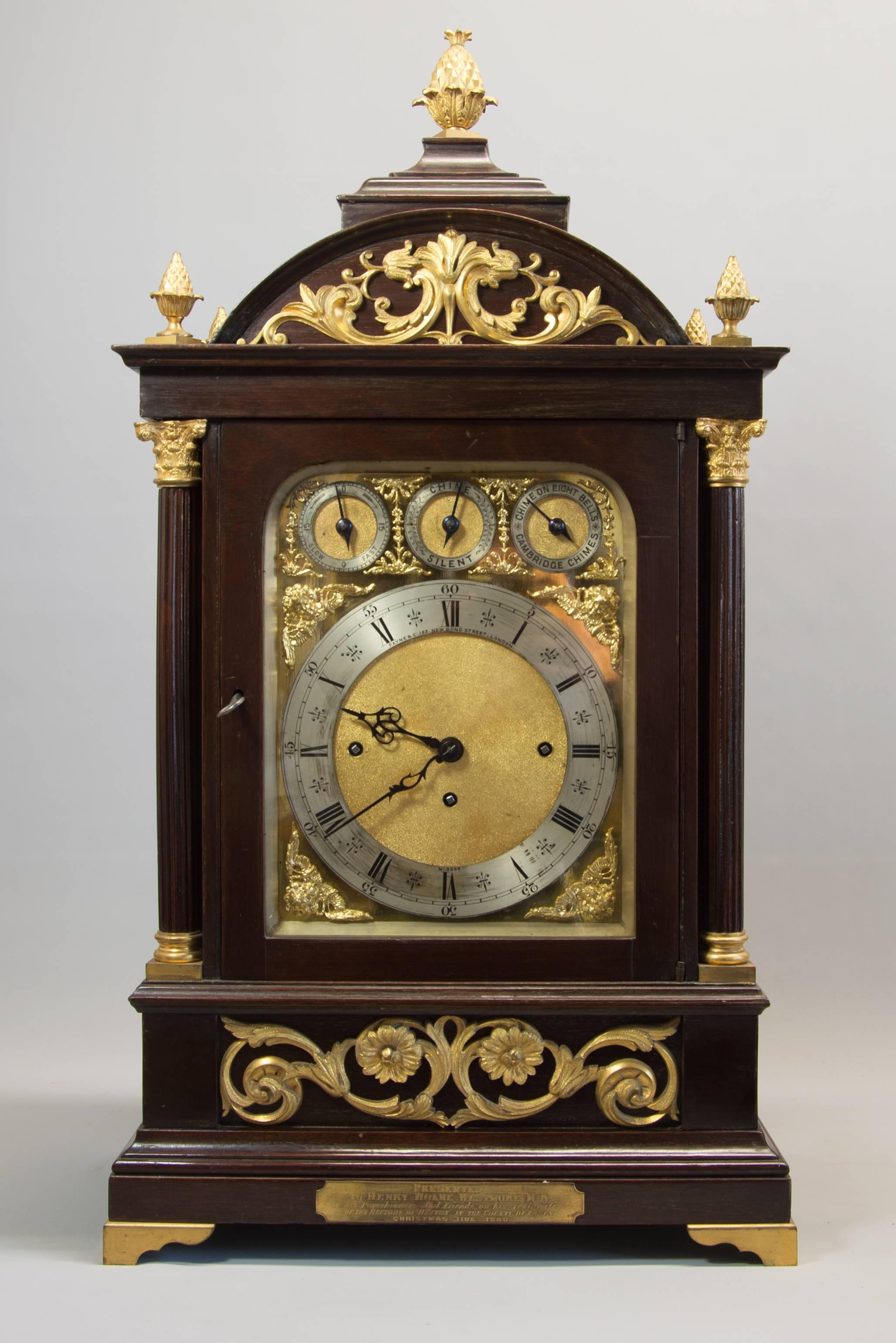 19th Century Big English Bracket Clock with Eight Chiming Bells