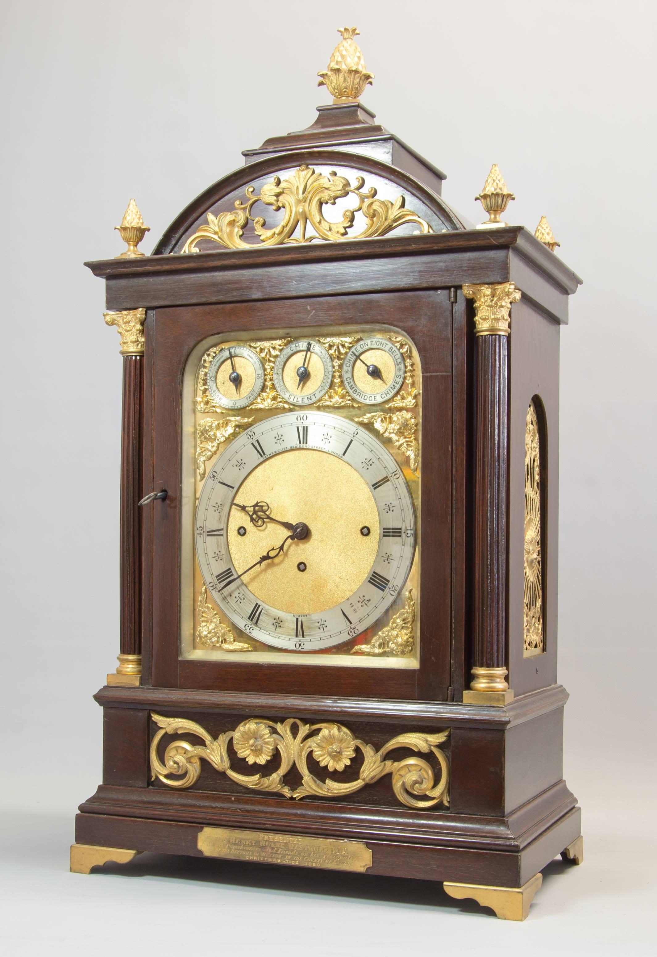 Brass Big English Bracket Clock with Eight Chiming Bells