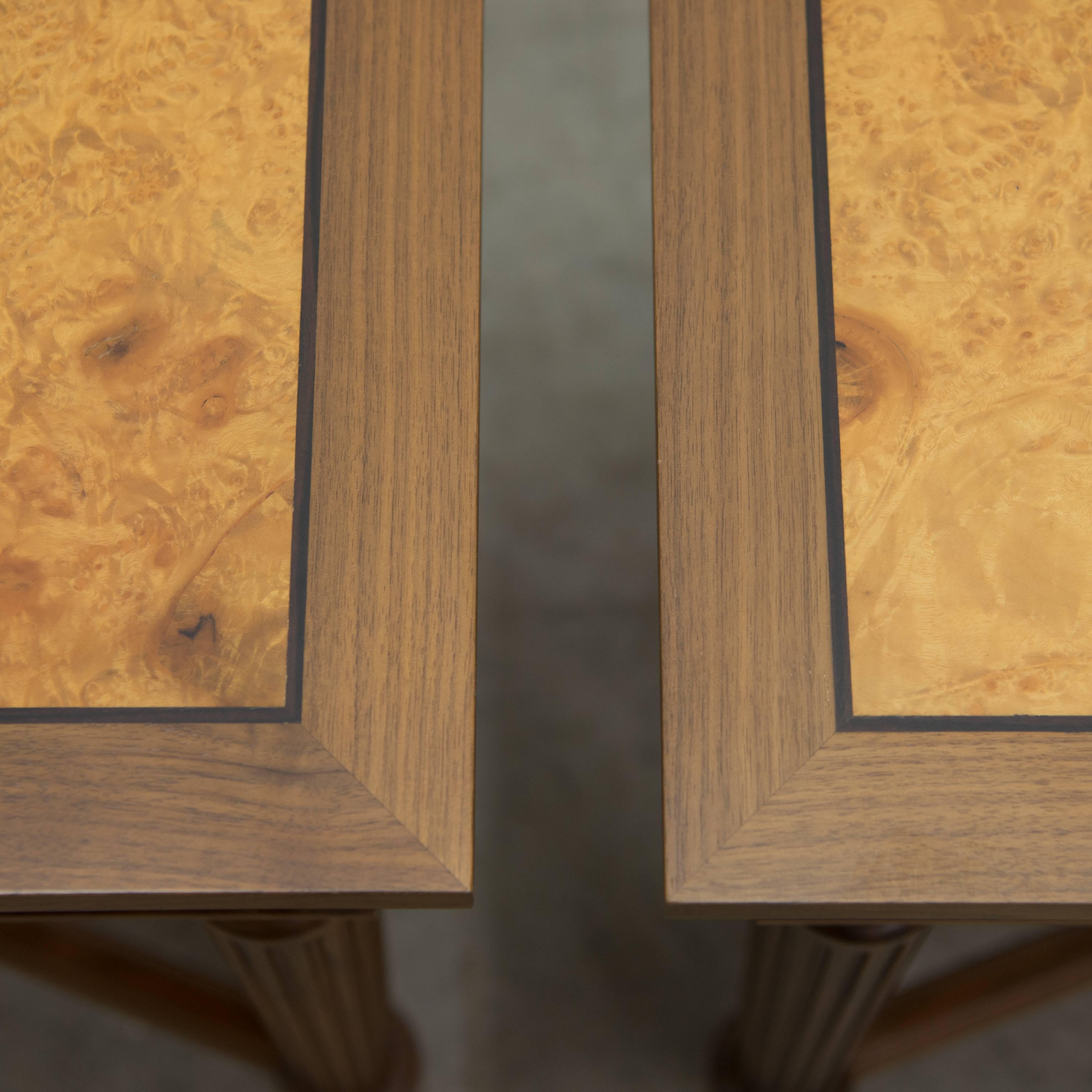 Contemporary David Linley Bespoke Side Tables, Walnut and Marquetry