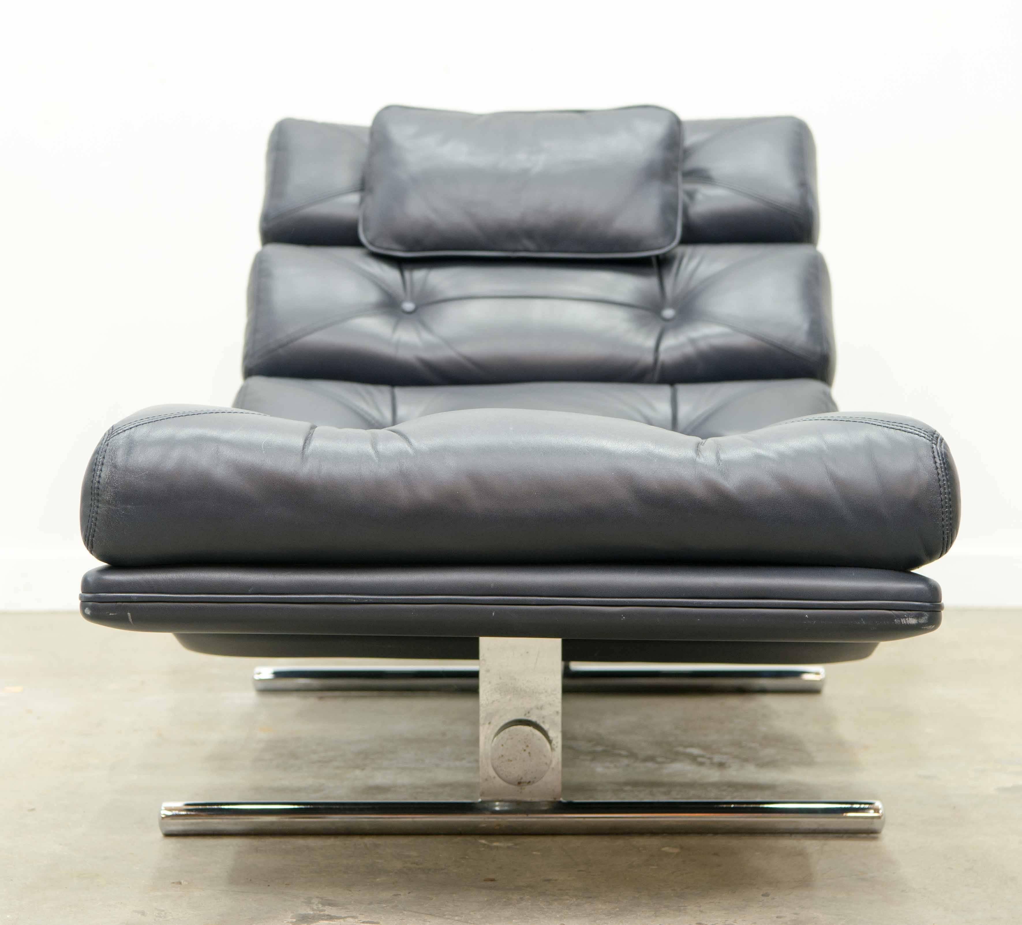 Lord, Chaise Longue in Leather Made by Belgian Company Gervan 1