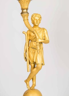 Empire Style and Period Candelabra with Fine Detail Ormolu Bronze, 19th Century