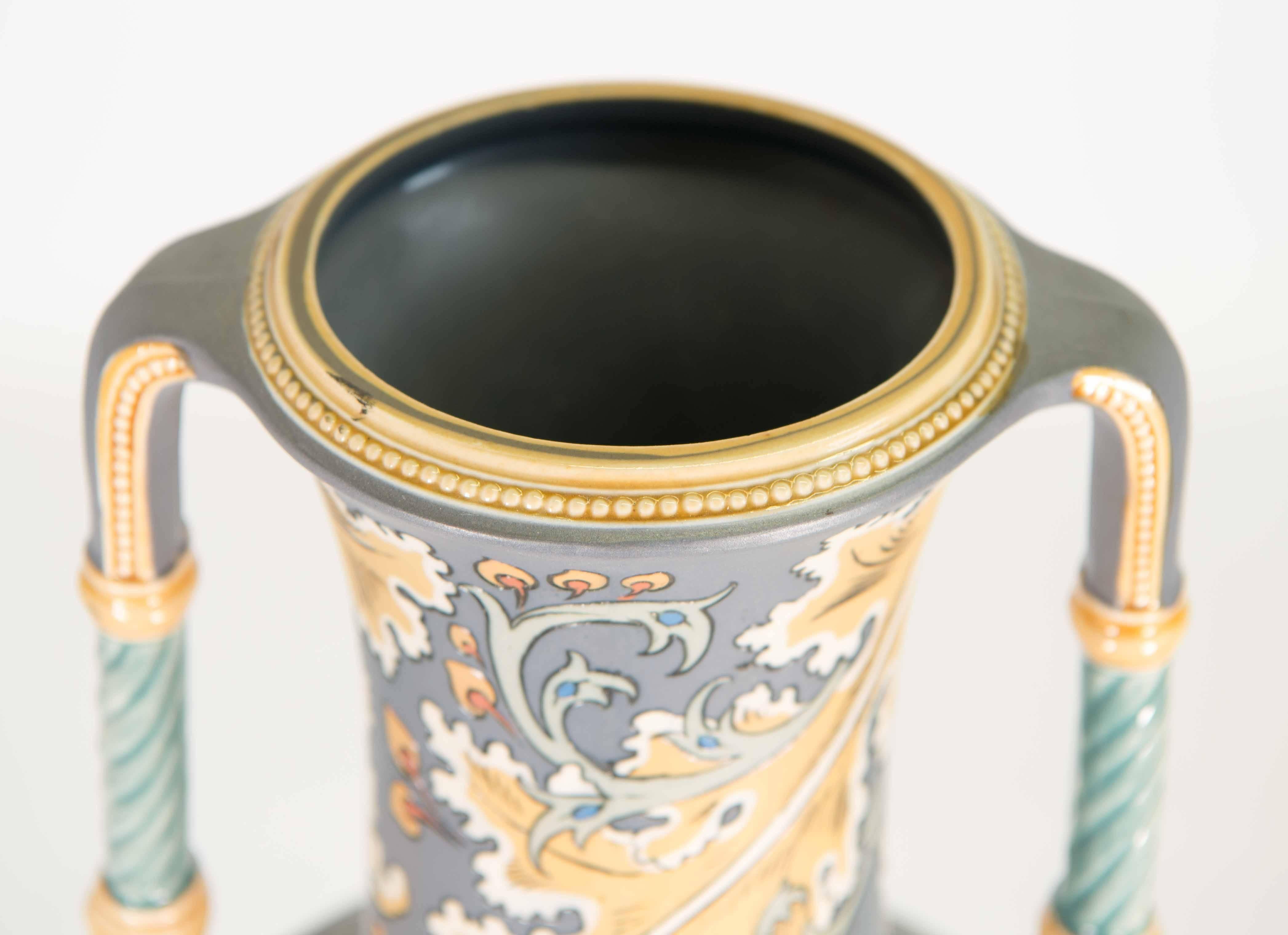 20th Century Mettlach Art Nouveau Vase with Floral Decor, circa 1900
