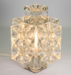 Glass Cube Lamp with Circular Ball Impressions, Italian made