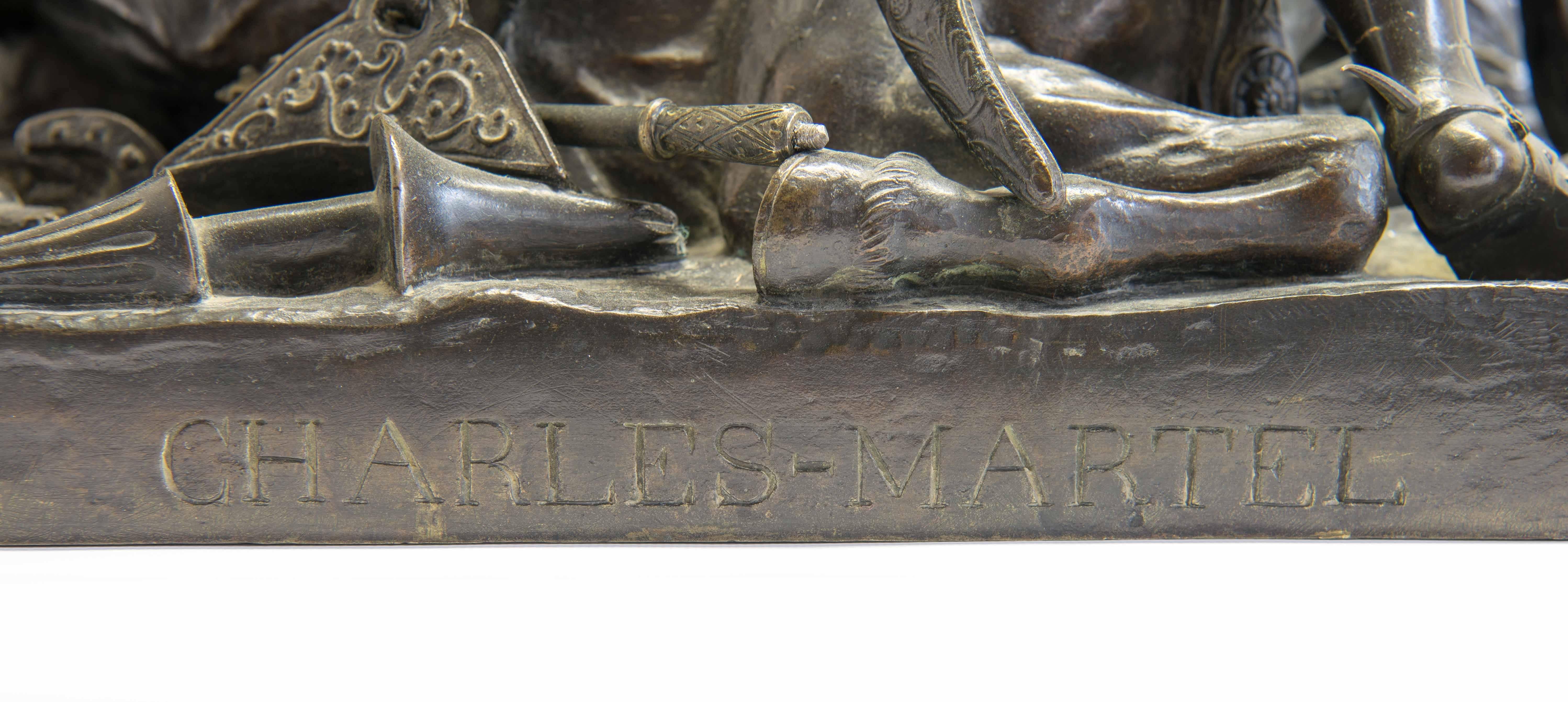 Charles Martel & Abderame, Bronze Statue by Theodore Gechter For Sale 2