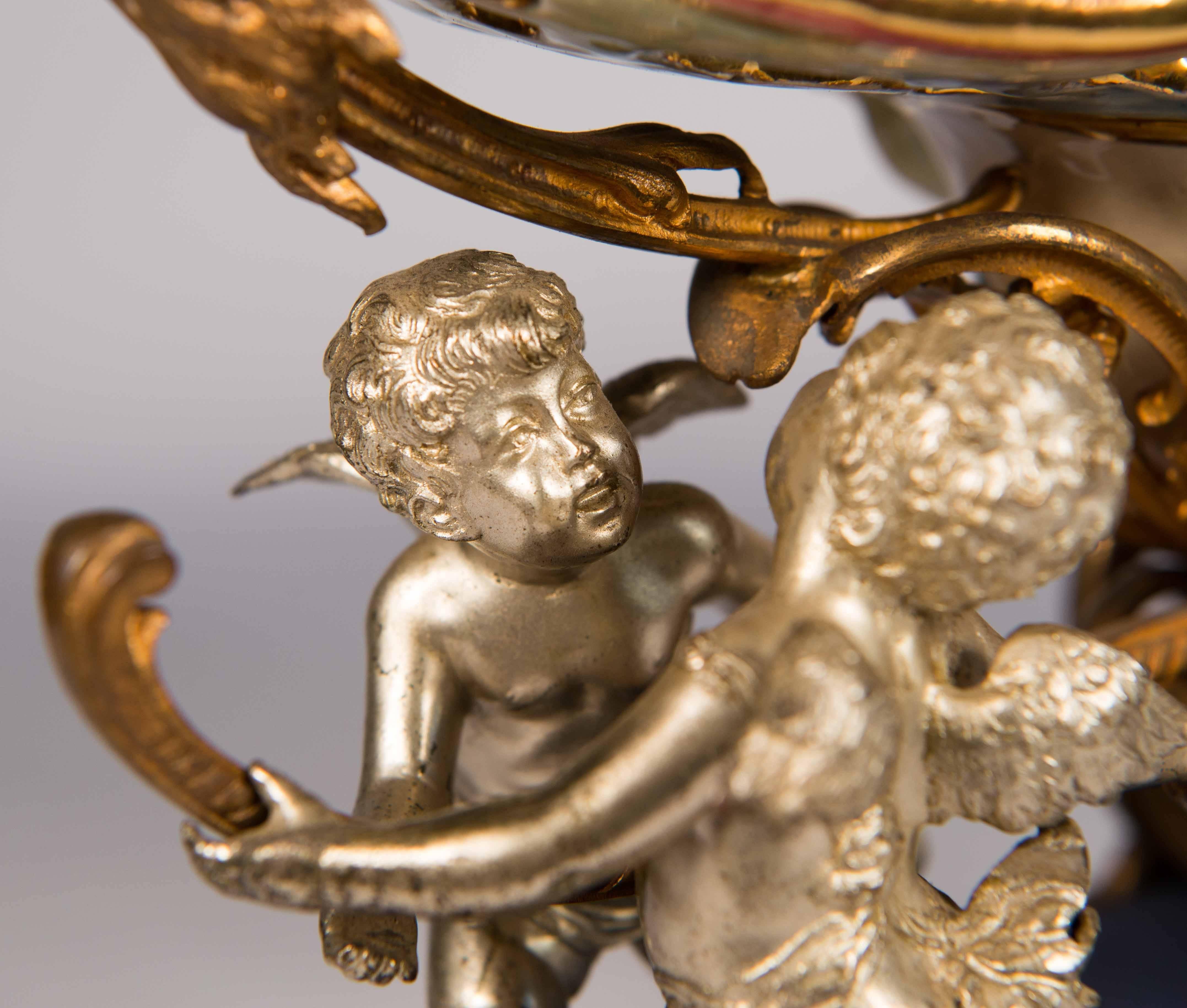 20th Century Hungarian Made Table Centrepiece with Cherubs, Fischer, Budapest