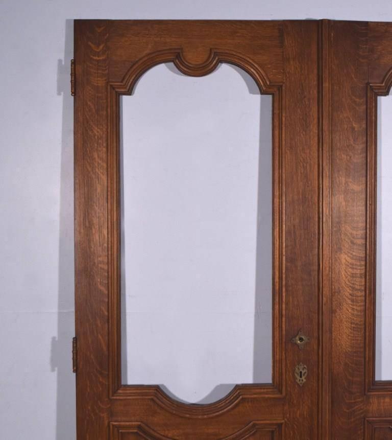 20th Century Pair of Antique French Oakwood Doors with Windows For Sale
