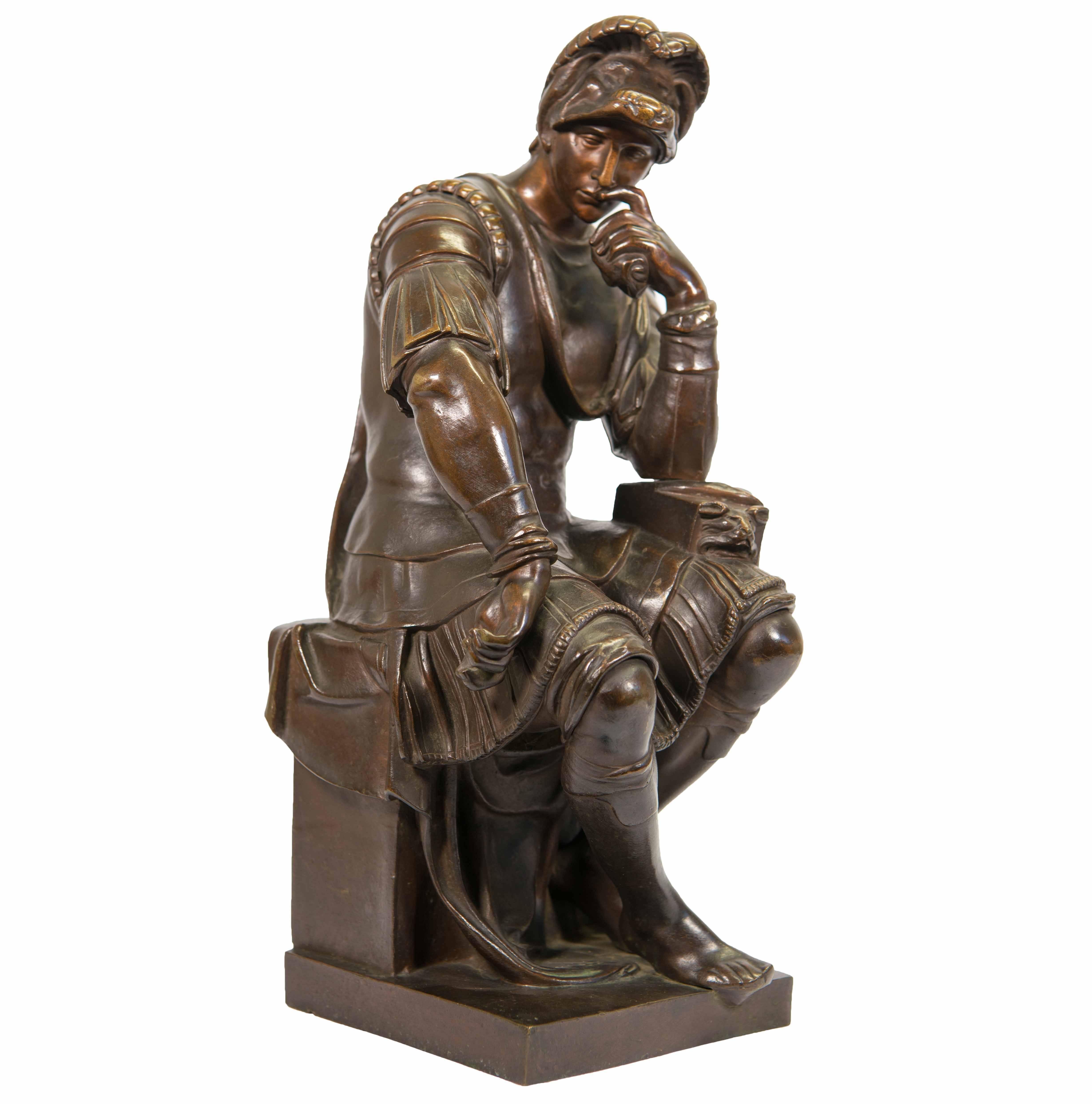 Bronze statue after Michelangelo, Lorenzo De' Medici statue in Florence, Italy