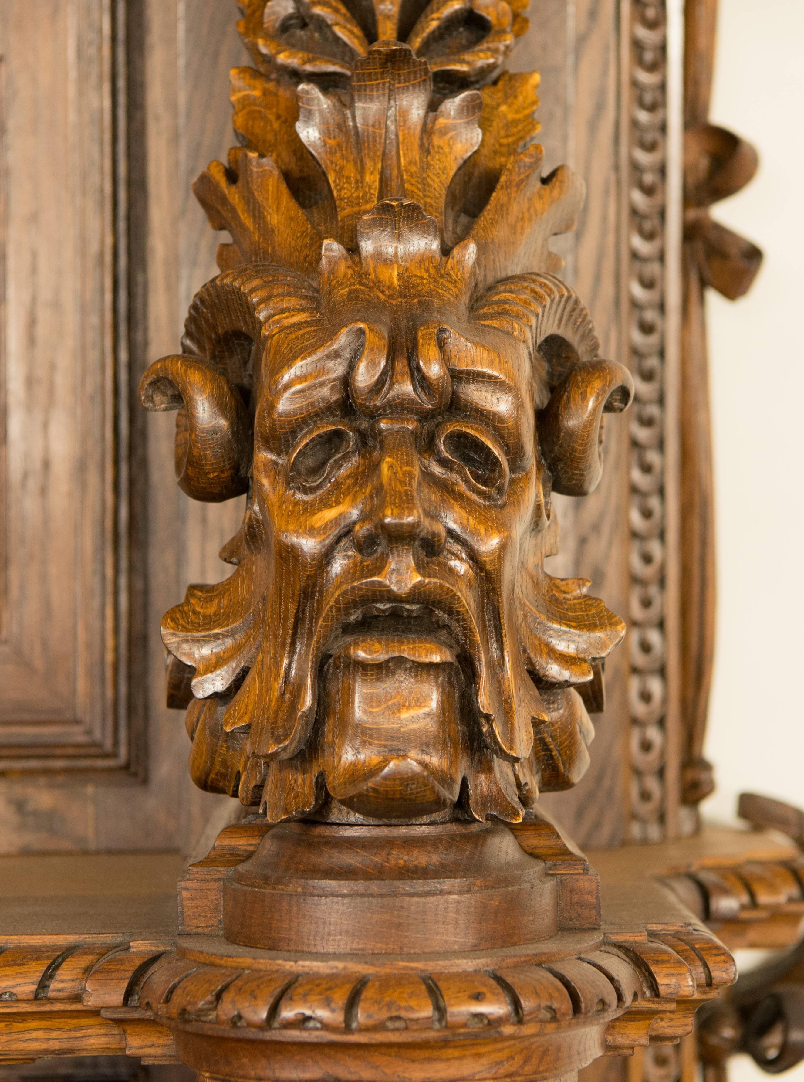 Italian Monumental Pair of Console Cabinets in Oak and Ebony Wood For Sale