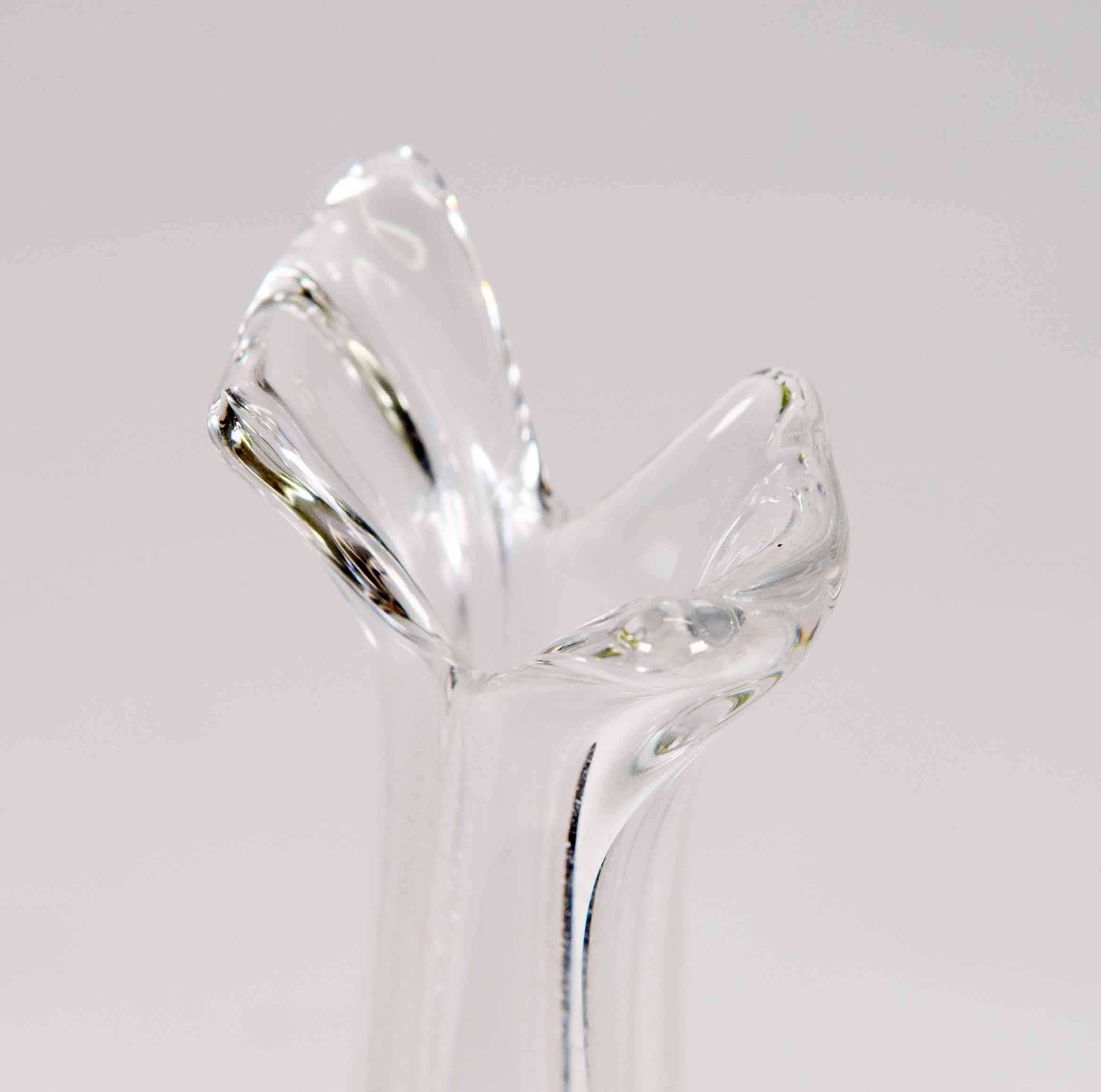 20th Century Daum Crystal Vase for Single Flower with 'Cracked' Inside
