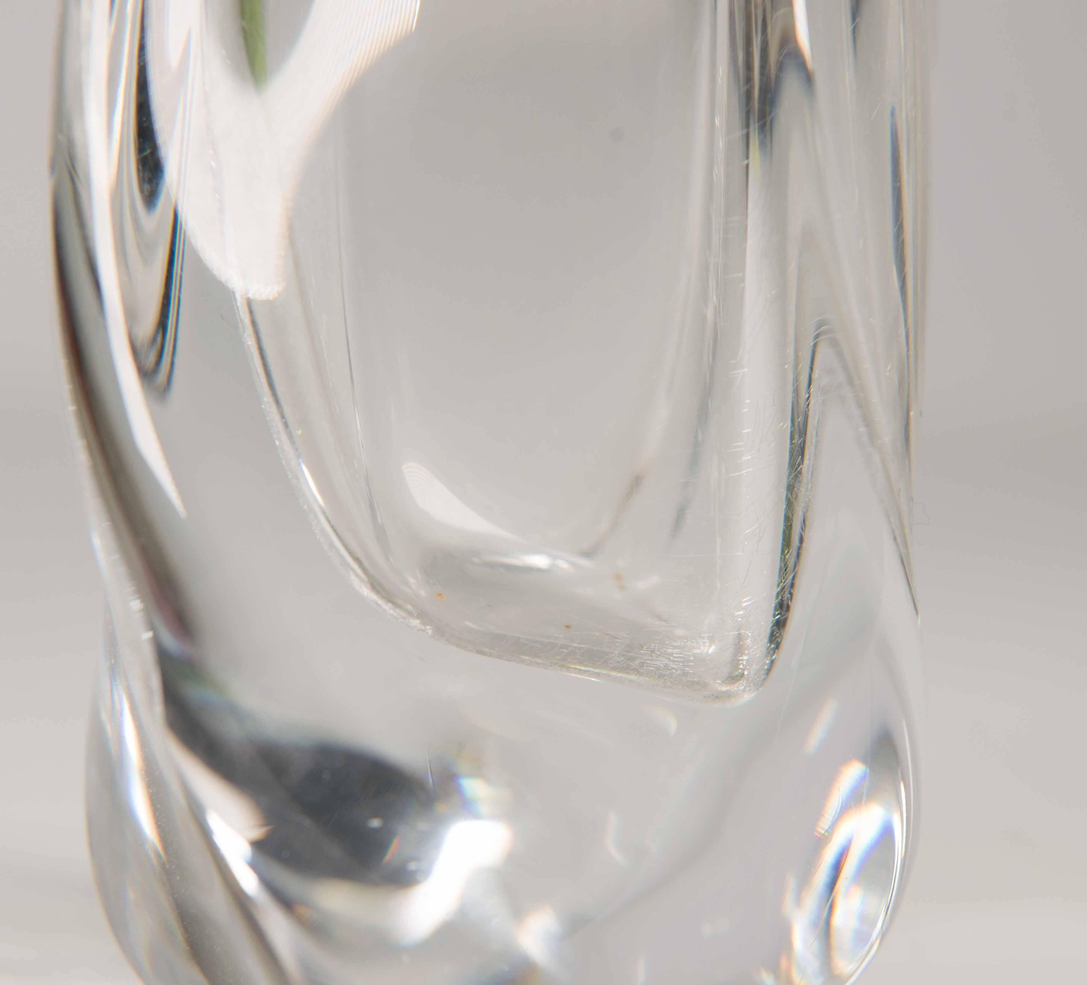 Crystal vase by Daum France. 
Interior has a 'cracked look'. 
Signed Daum = France on base

Excellent condition.
