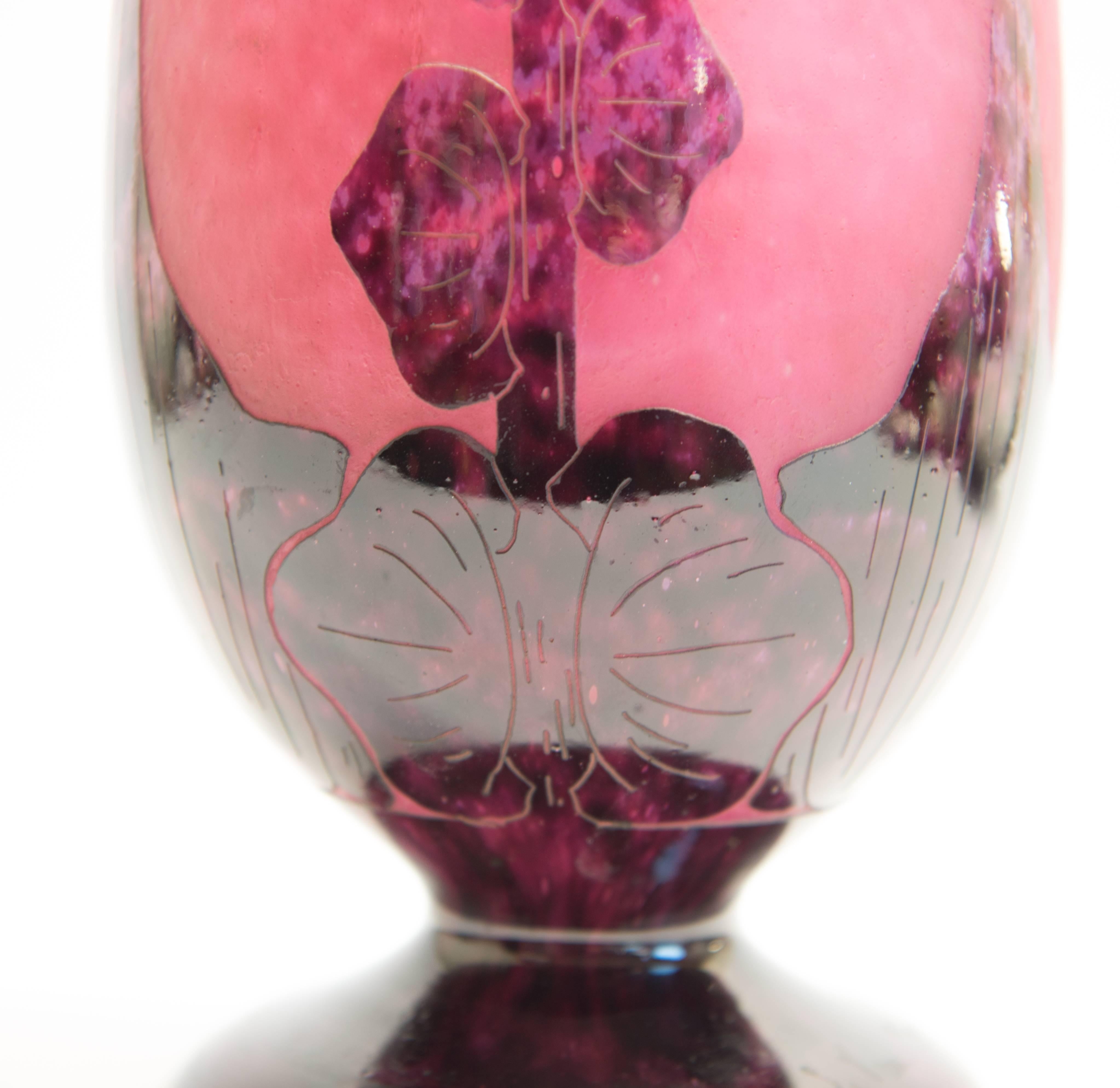 French Le Verre Français, Schneider, Glass Vase For Sale