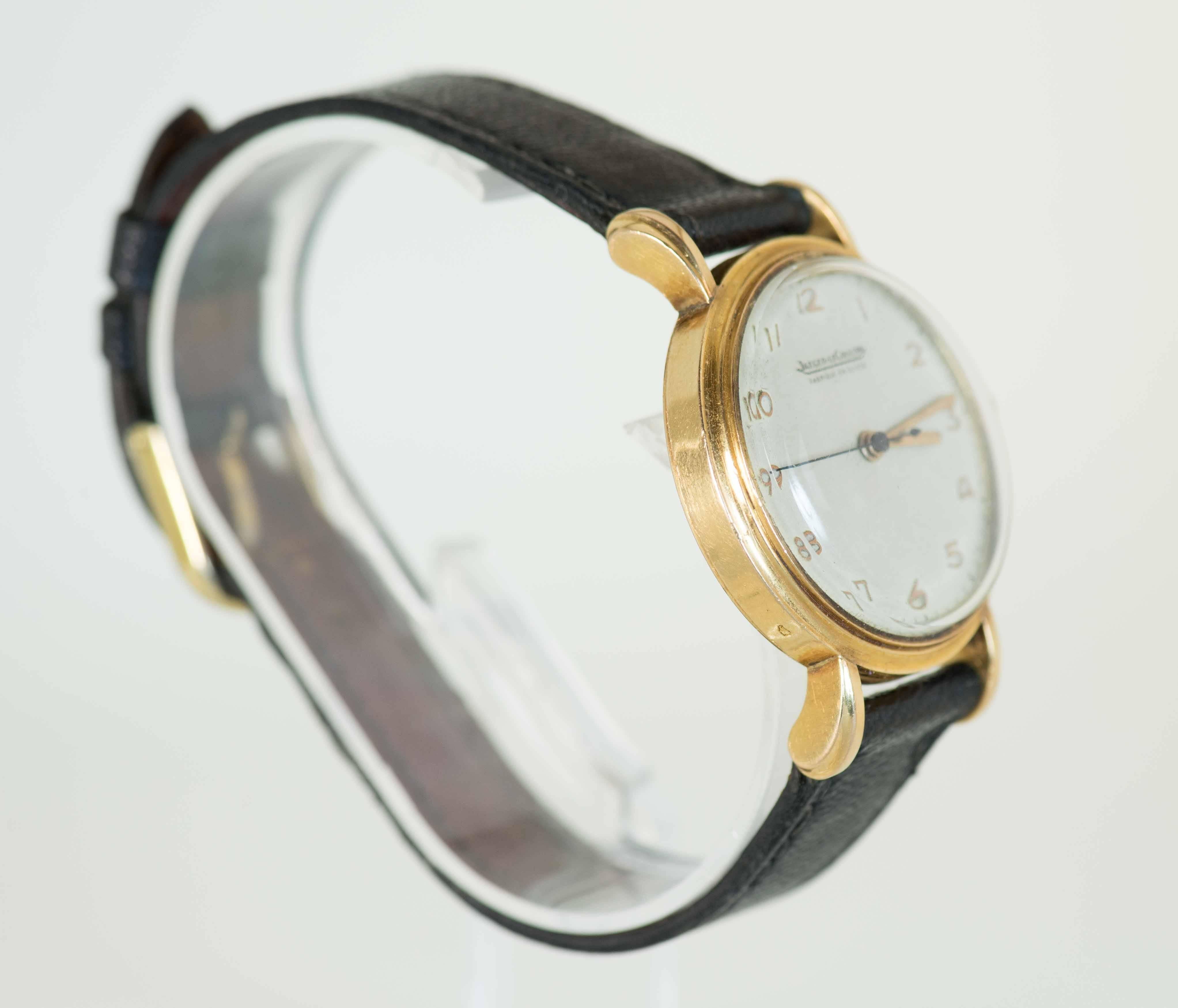 Mid-Century Modern 18-Karat Gold Jeager Le Coultre Dress Watch, 1950