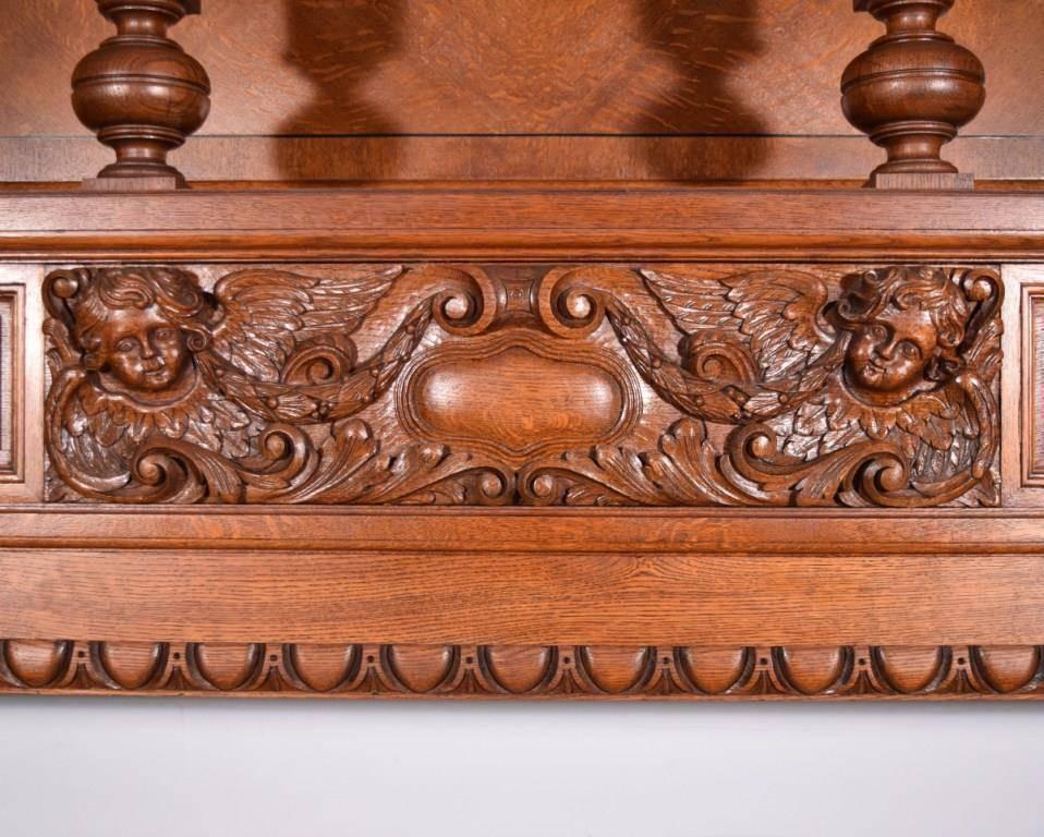20th Century Tall Massive Antique Oak Neoclassical Fireplace Surround/Mantel For Sale