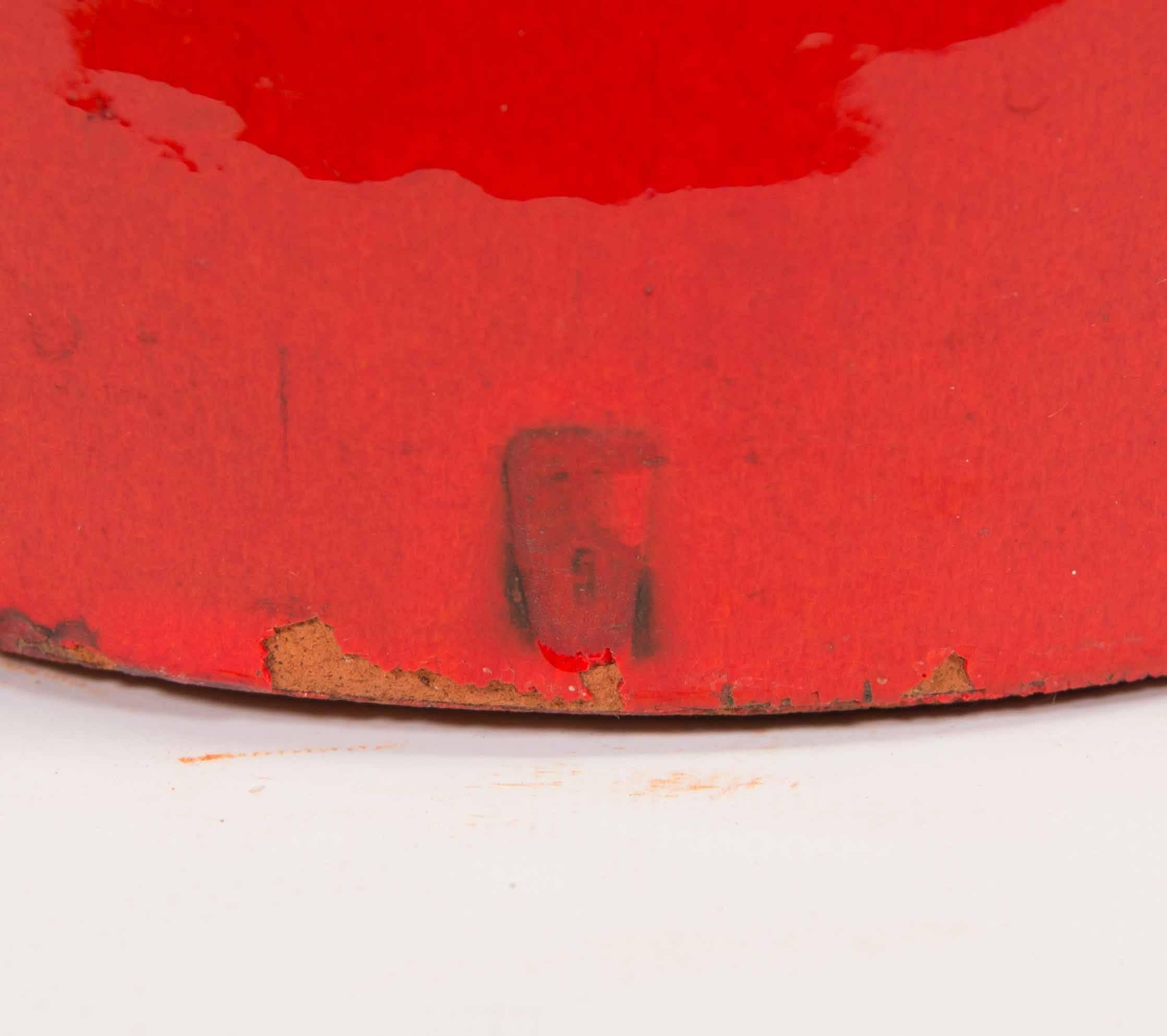 Mid-Century Modern Amphora Perignem Umbrella Stand in Red Glazed Ceramic