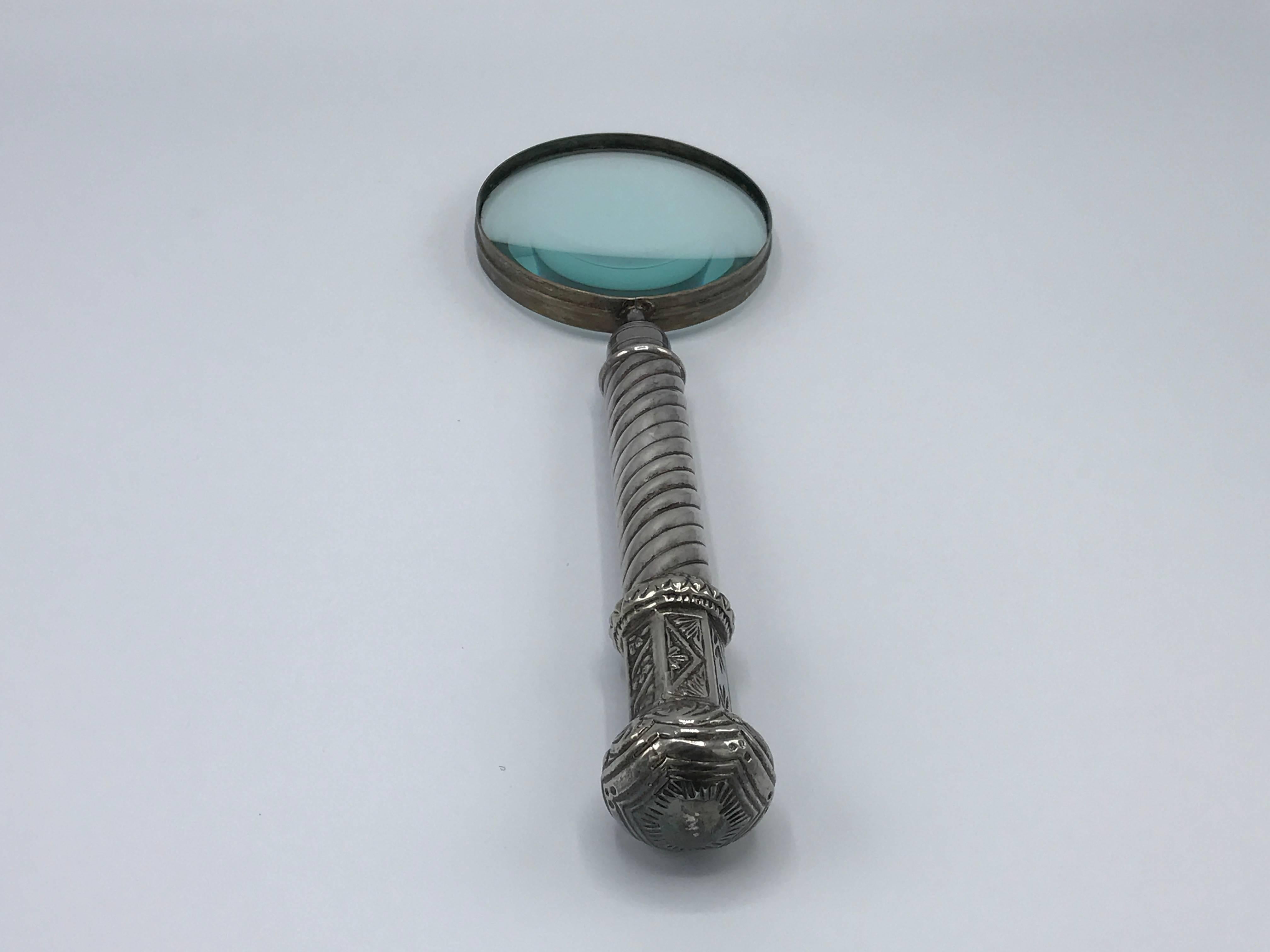 Victorian 19th Century Silver Plate Magnifying Glass