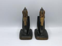 1930s Bronze Horse Bust Bookends, Pair