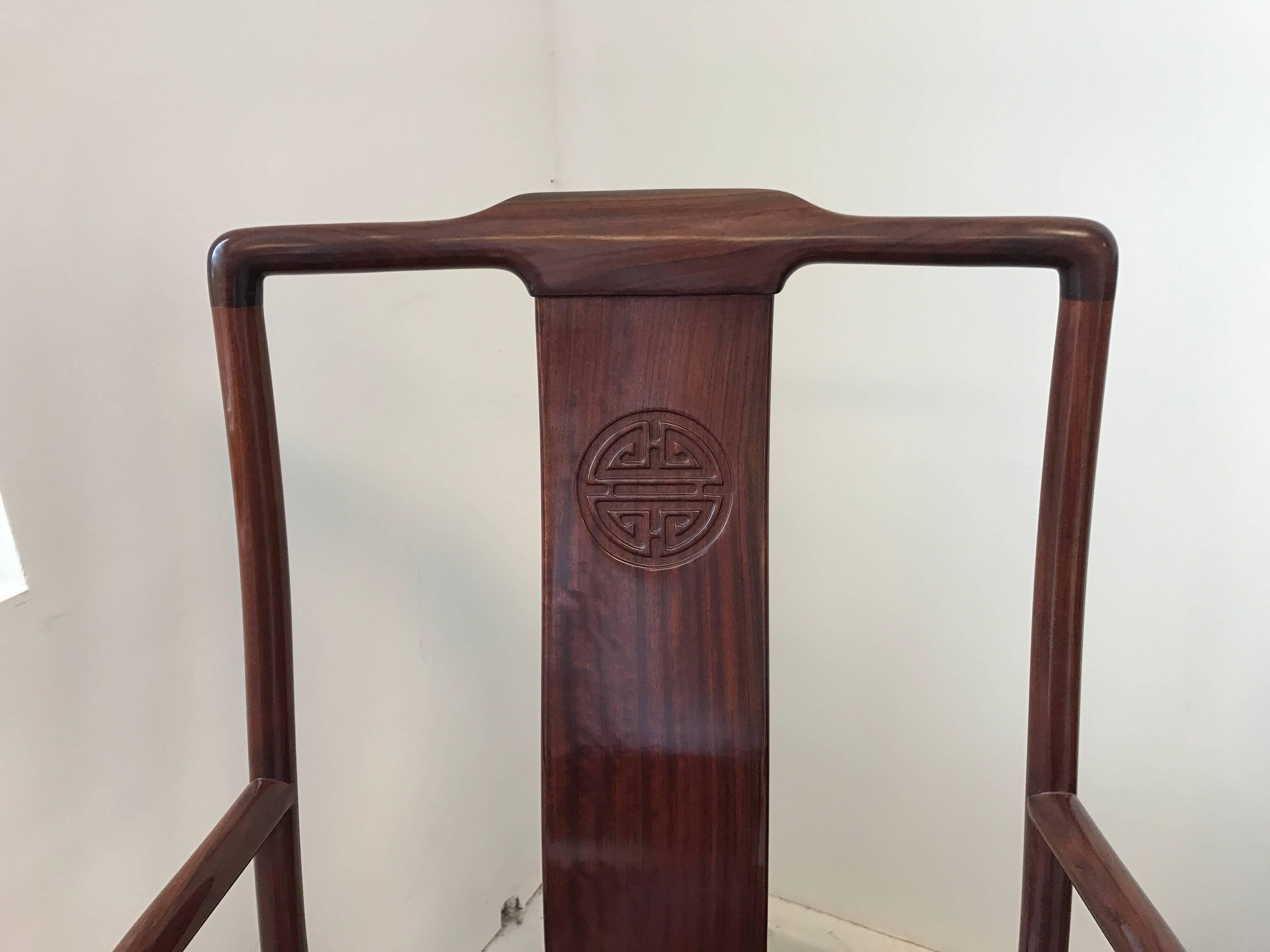 Chinoiserie 1960s Ming Style Rosewood Dining Chairs, Set of Six