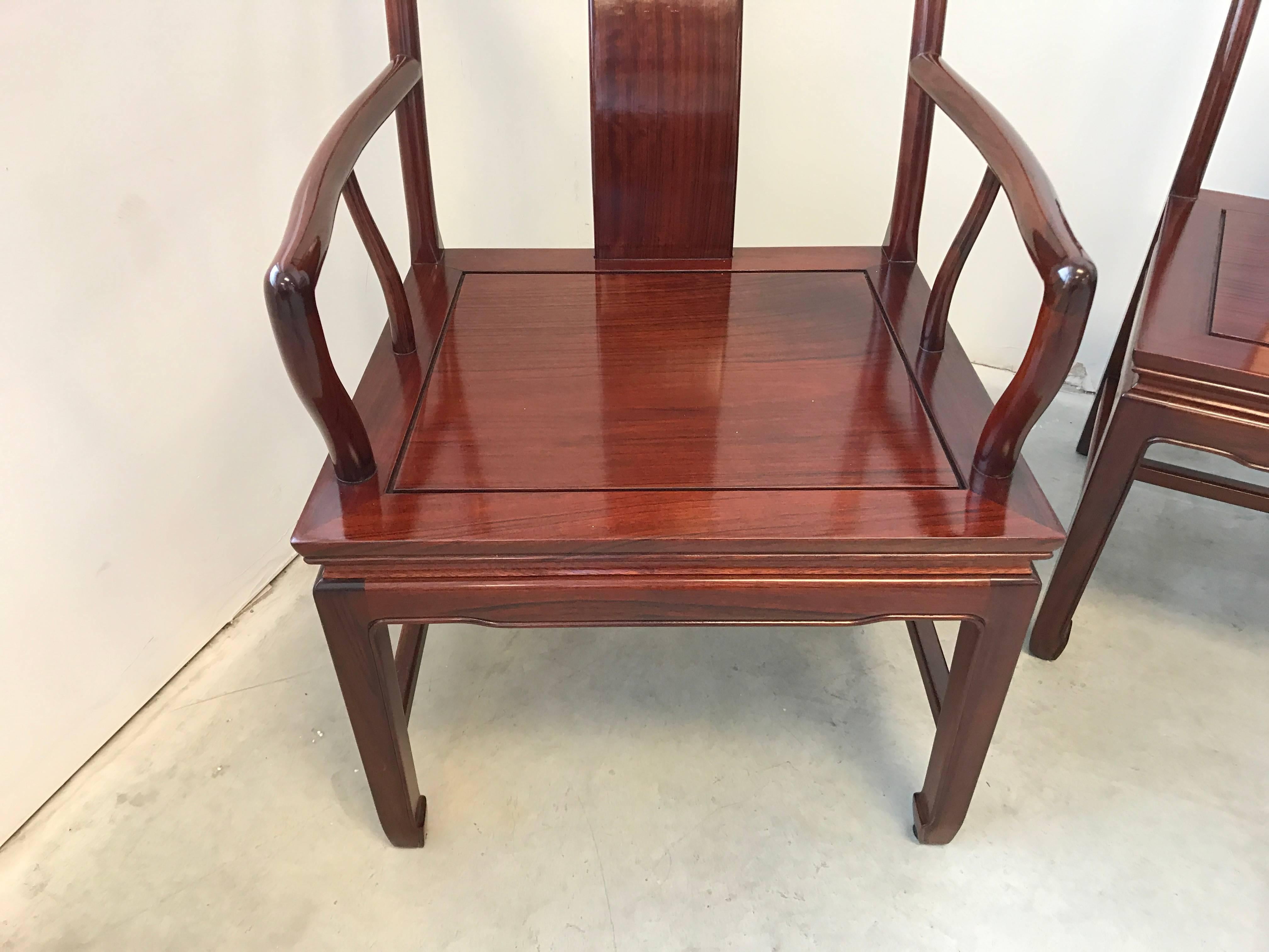 Asian 1960s Ming Style Rosewood Dining Chairs, Set of Six