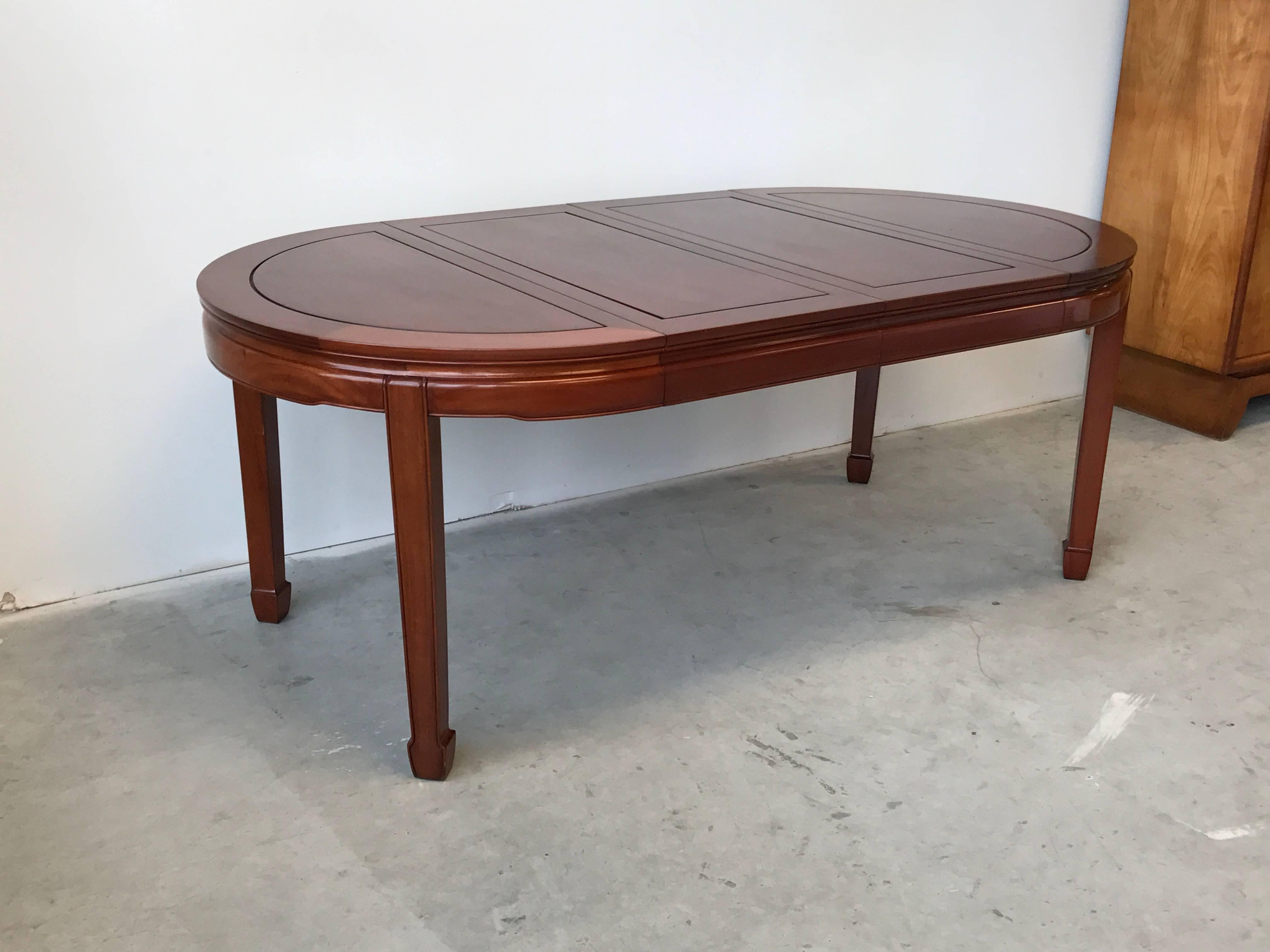 Asian 1960s Ming Style Rosewood Dining Table with Two Leaves For Sale