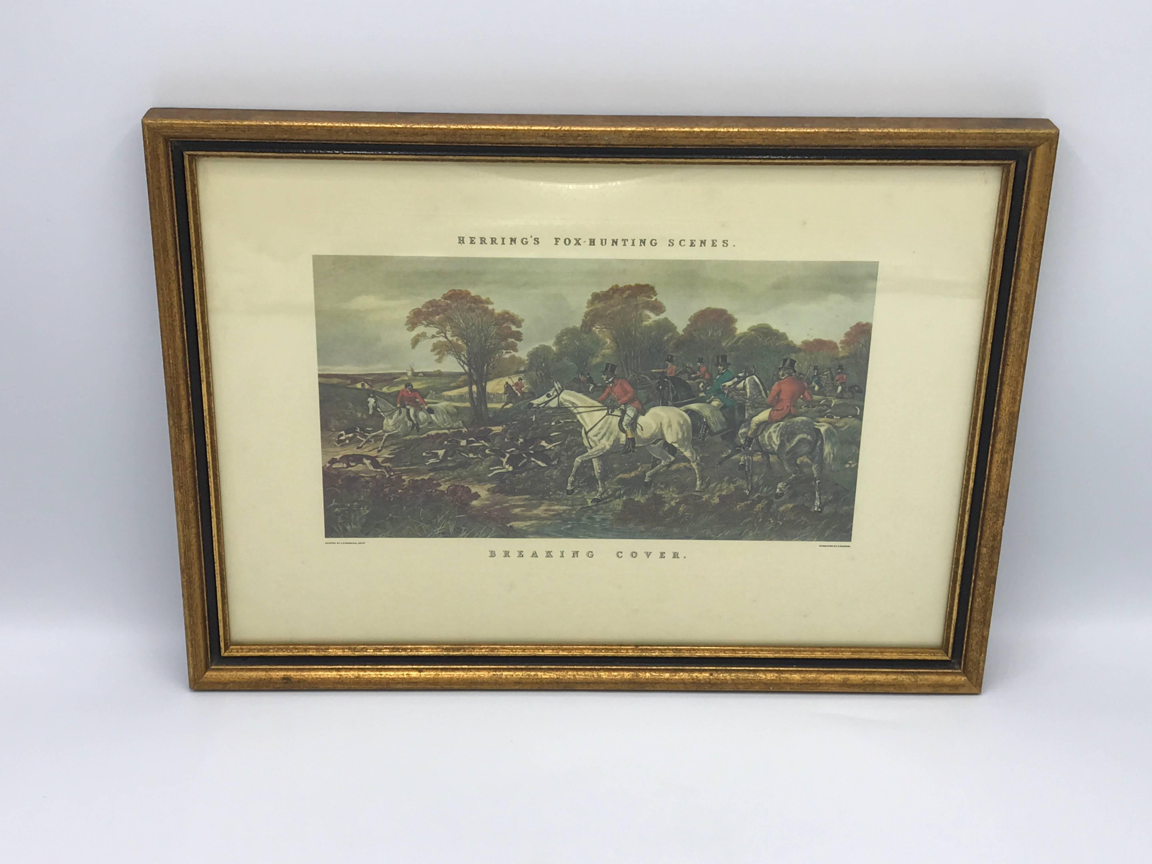 Offered is a gorgeous, 19th century hunt scene print in a gilded frame.