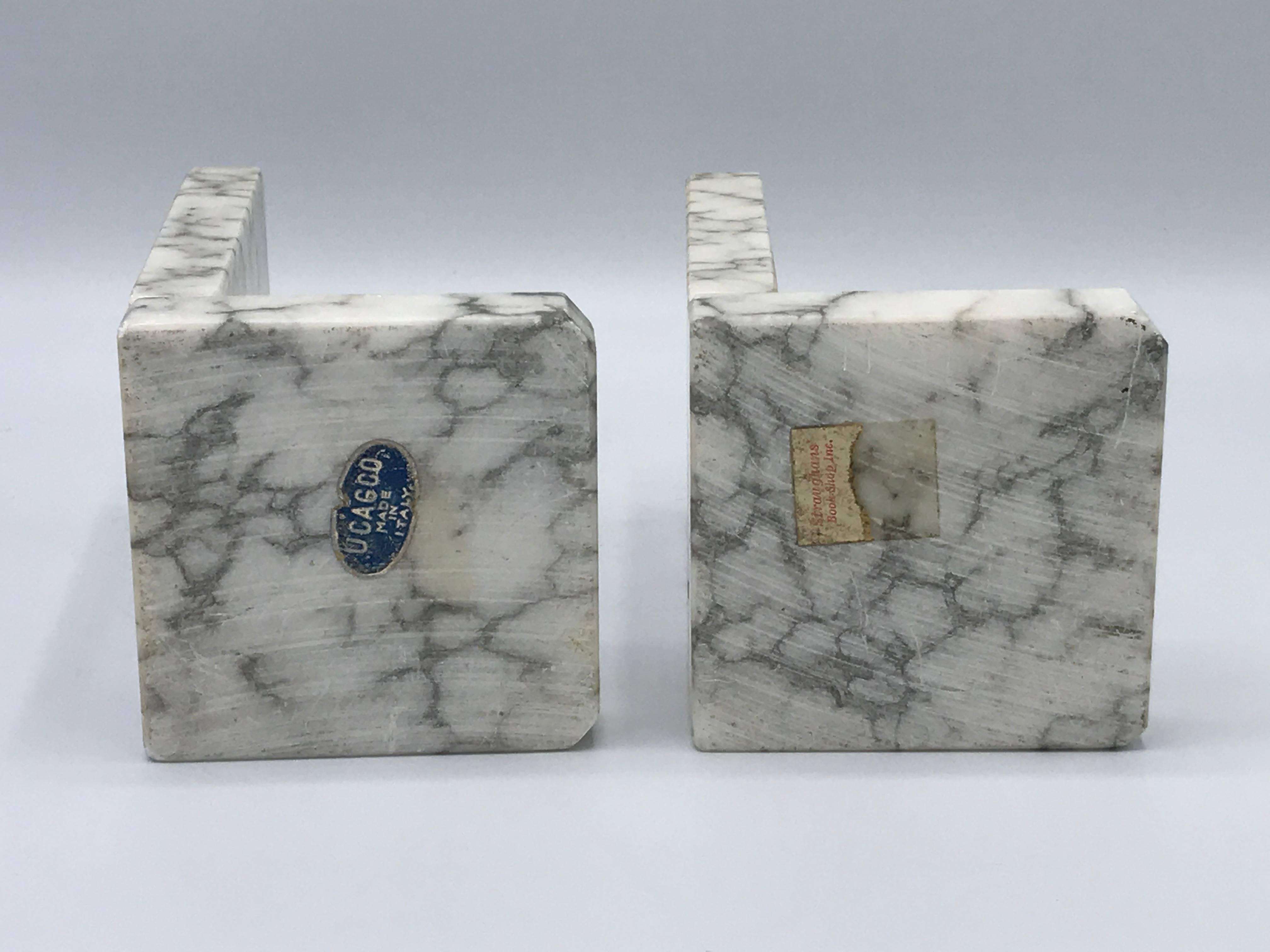 20th Century 1940s Italian Carrara Marble Orb Bookends, Pair