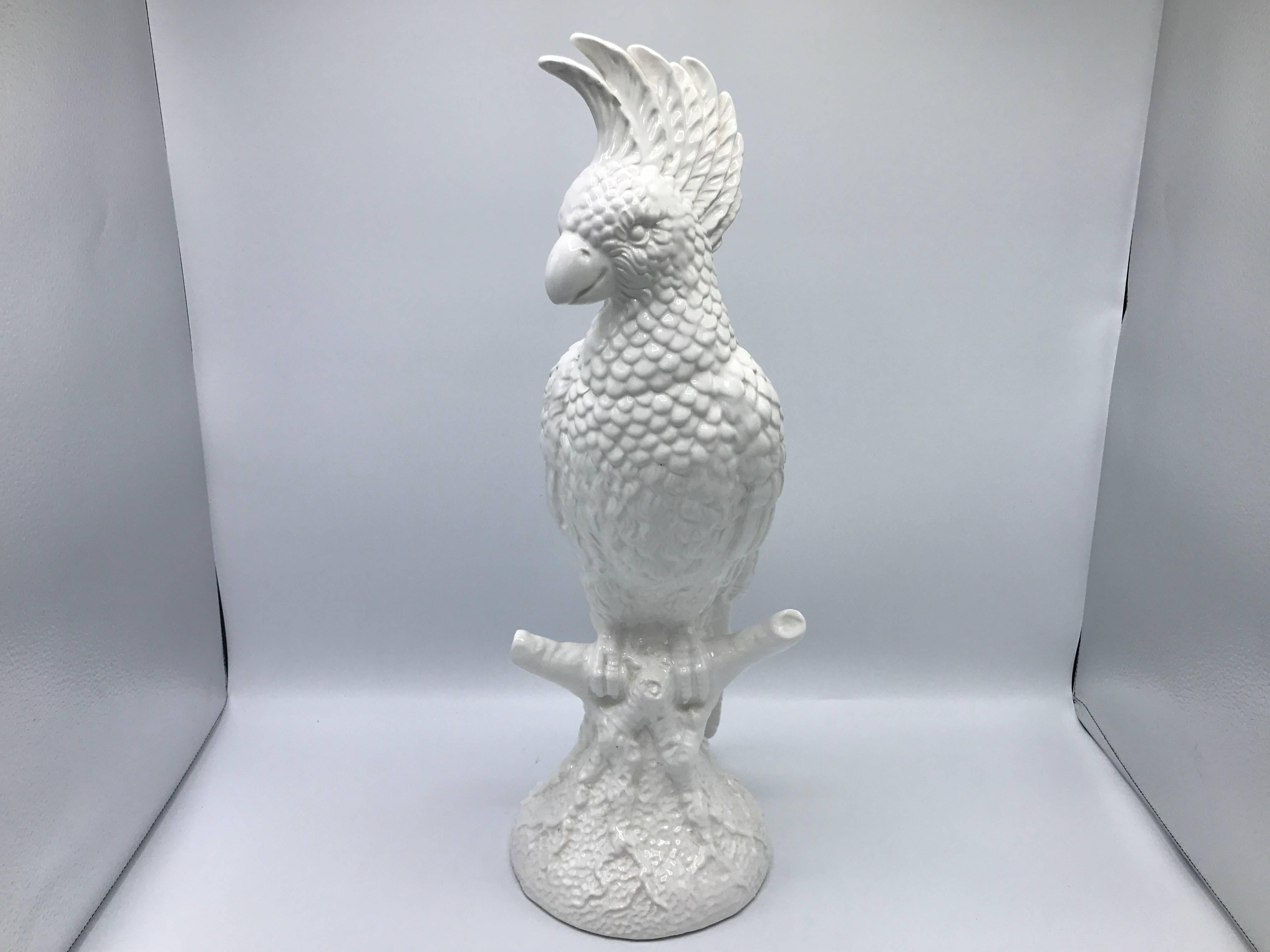 Offered is a stunning, 1960s Blanc de Chine, large cockatoo statue. The piece stands 20.5