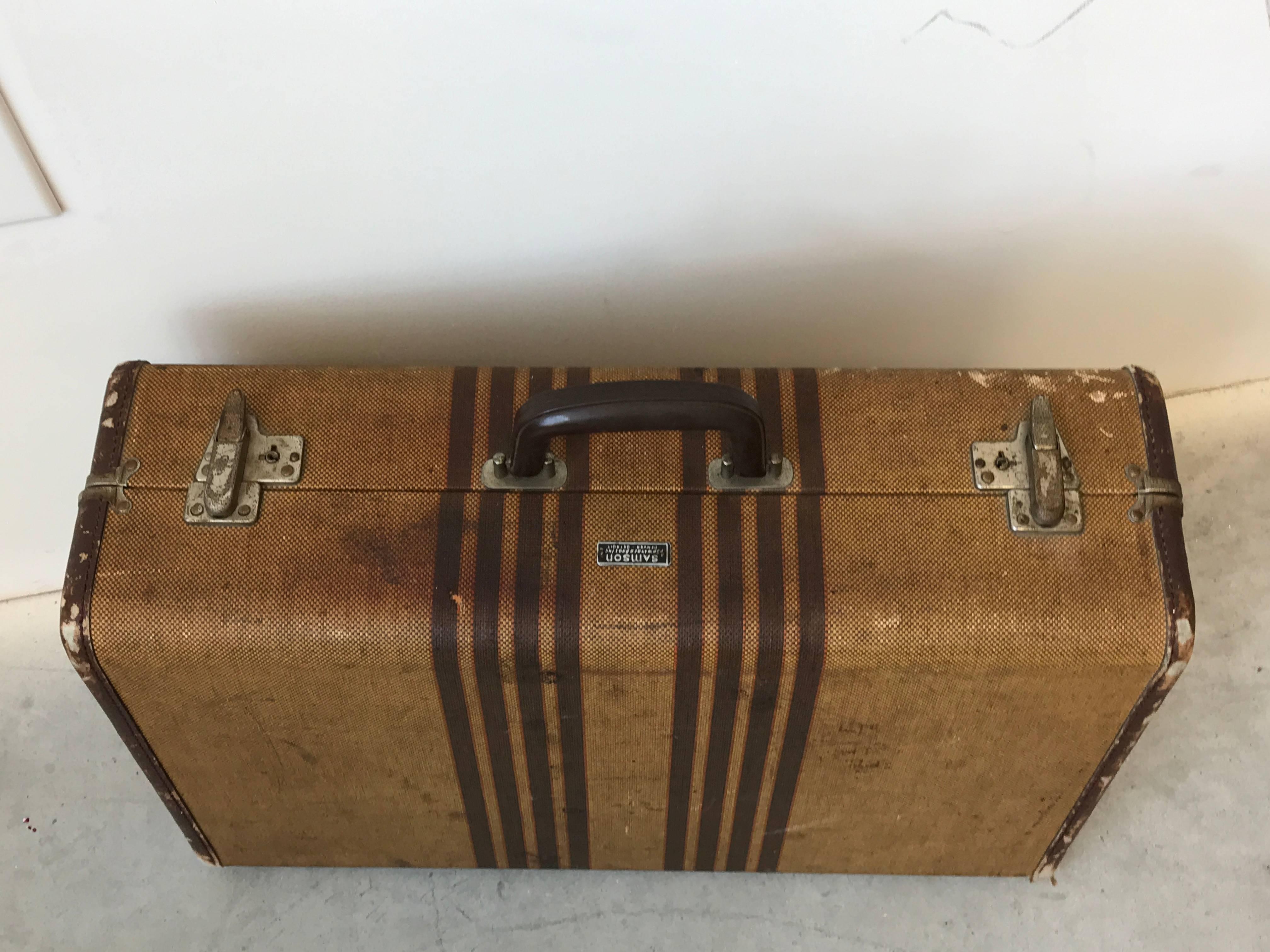 20th Century 1940s Wicker Hard Sided Suitcase