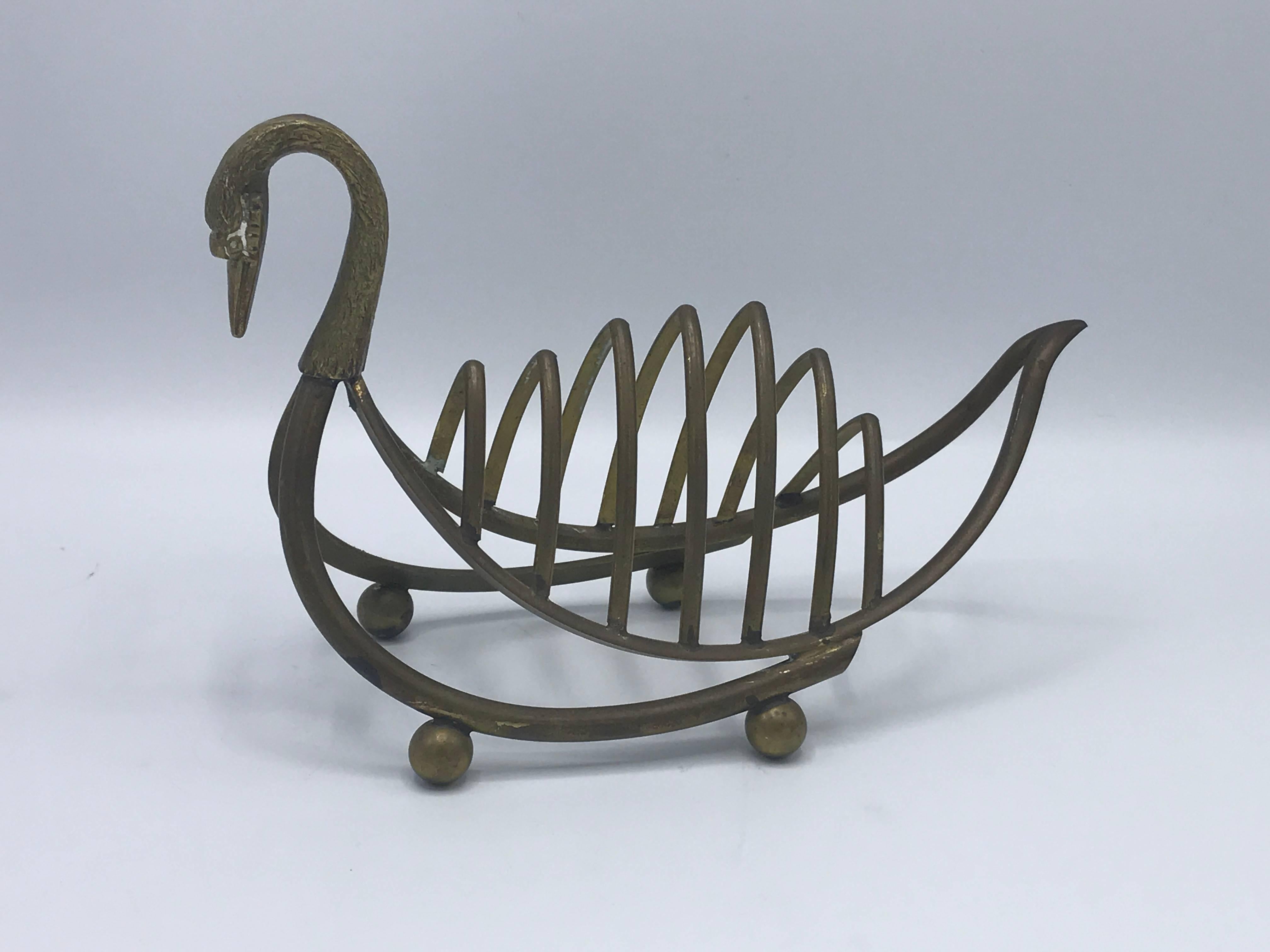Mid-Century Modern 1960s, Maison Jansen Style Brass Swan Letter Organizer