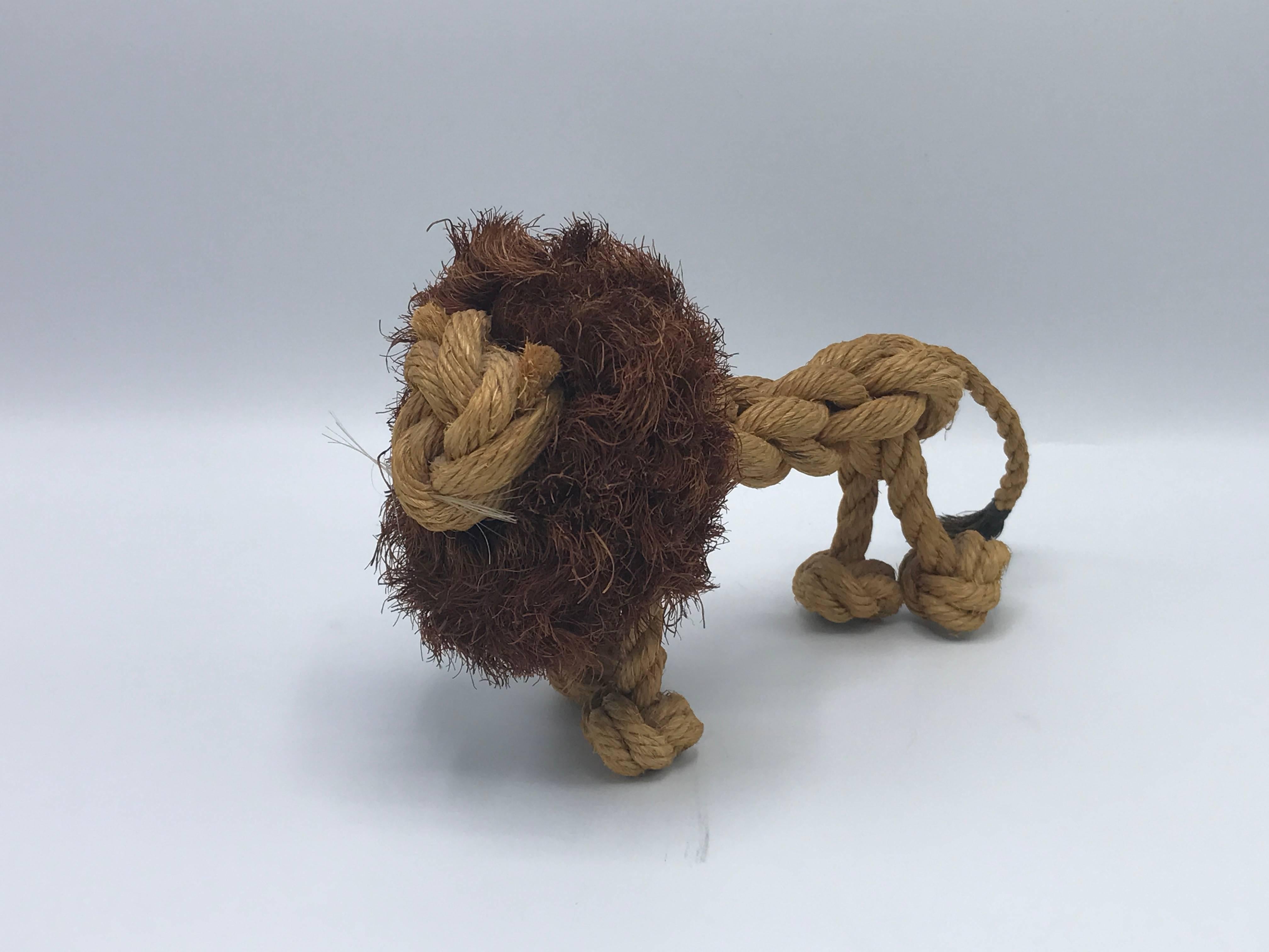 Offered is a rare and exquisite, 1950s Jørgen Bloch rope lion toy. The lion is formed of braided natural rope and was designed in collaboration between Jørgen Bloch and Kay Bojesen in the late 1950s.